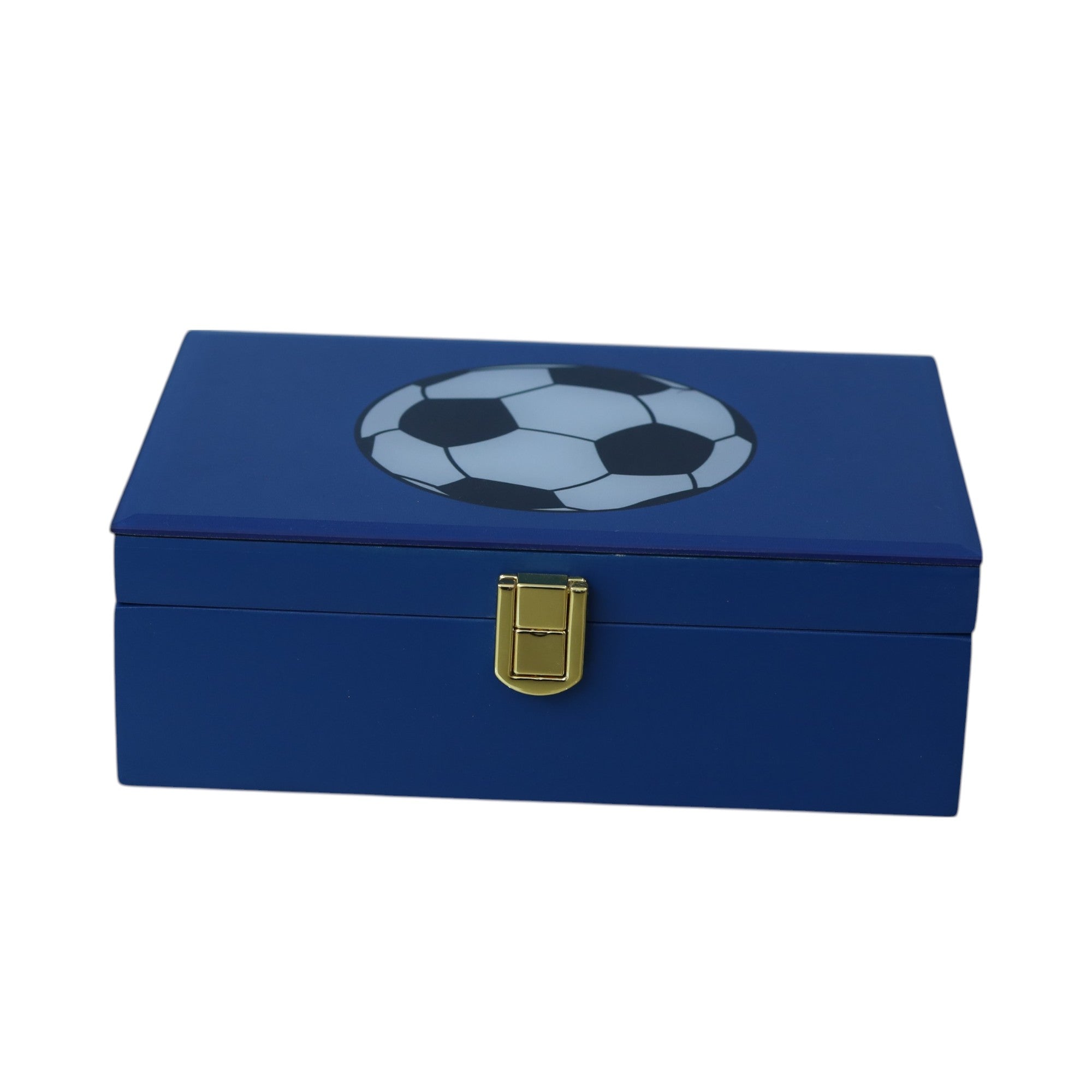 Lacquered Glass Storage Box with Football Design