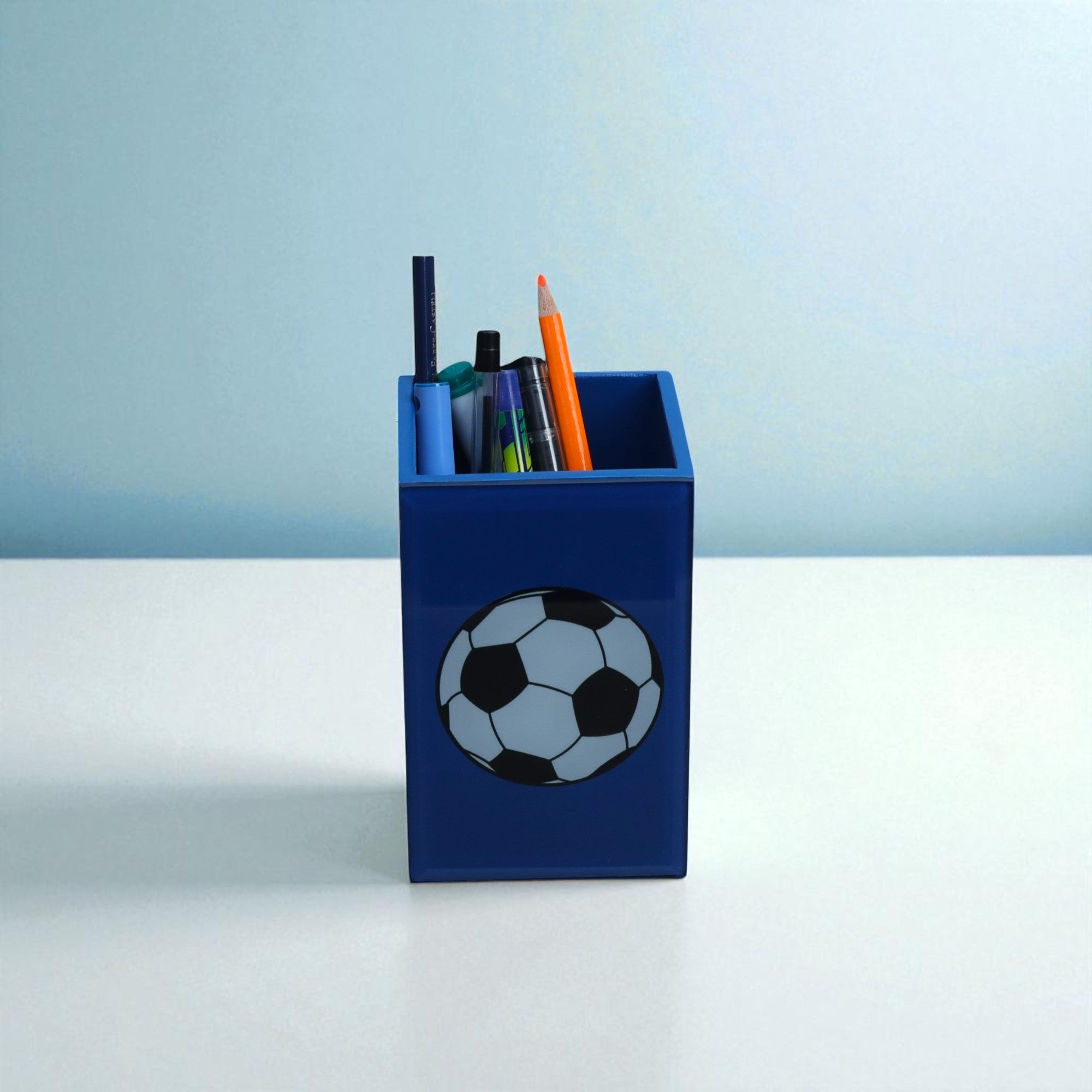Premium Glass Pen Holder with Football Design