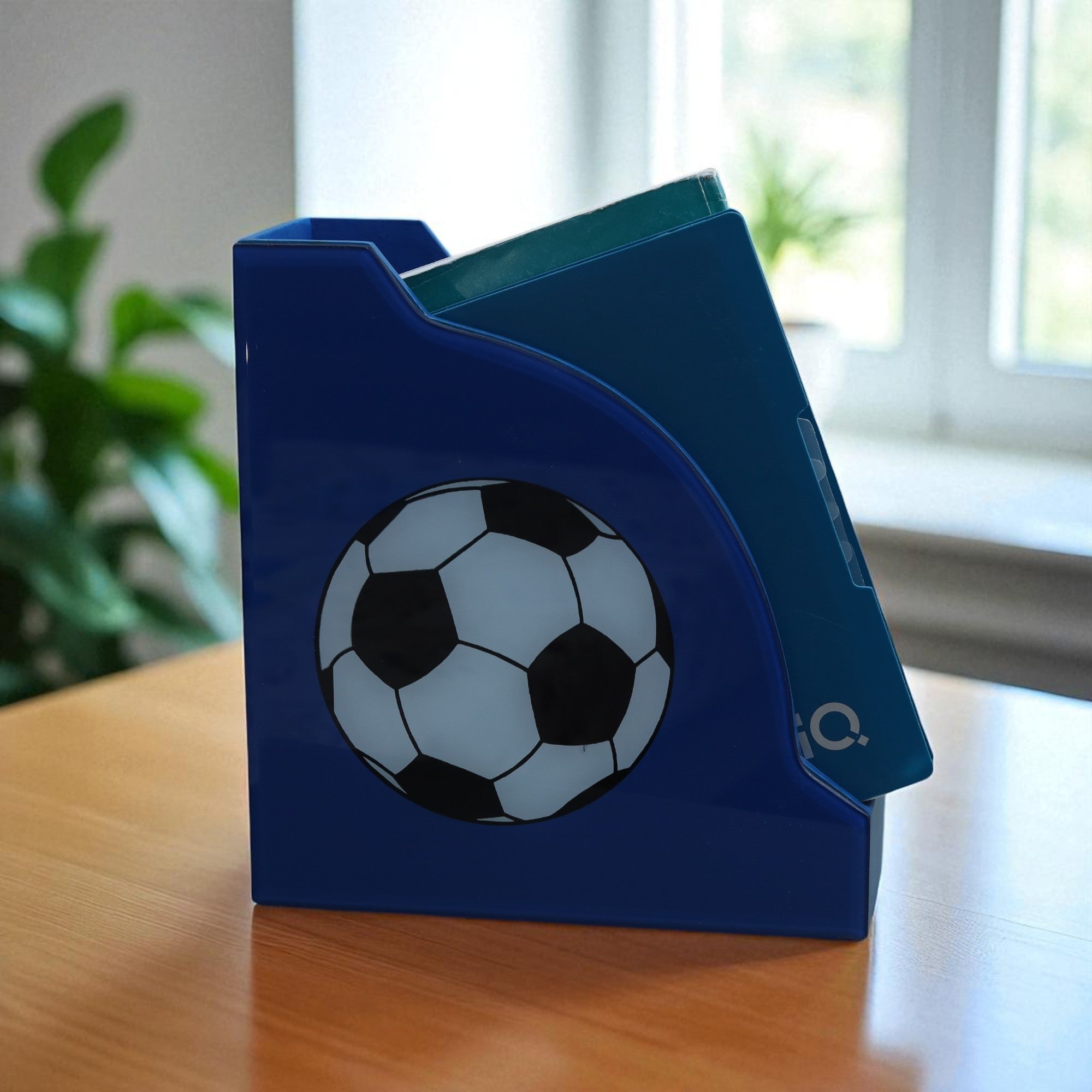 Premium Glass Magazine Holder with Football Design