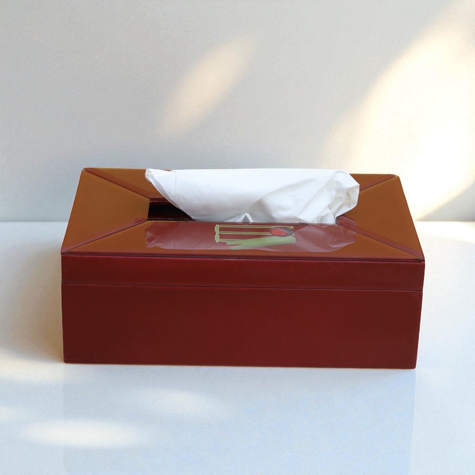 Premium Glass Tissue Box Holder with Football Design