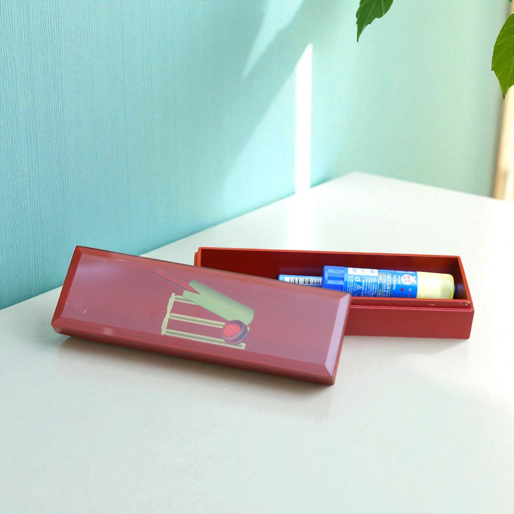 Premium Glass Pen Box with Cricket Design