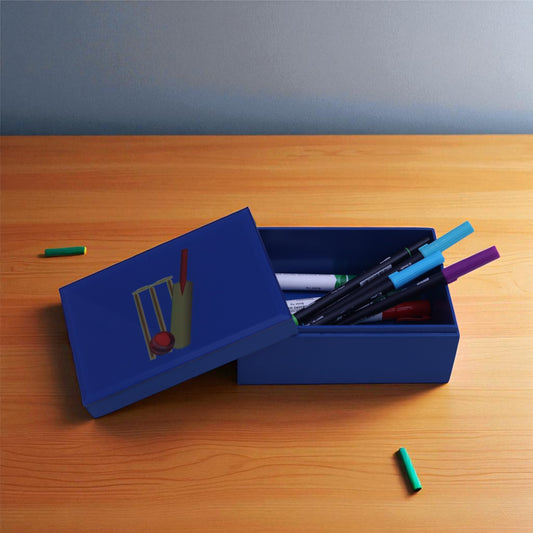 Premium Blue Small Storage Box with Cricket Design