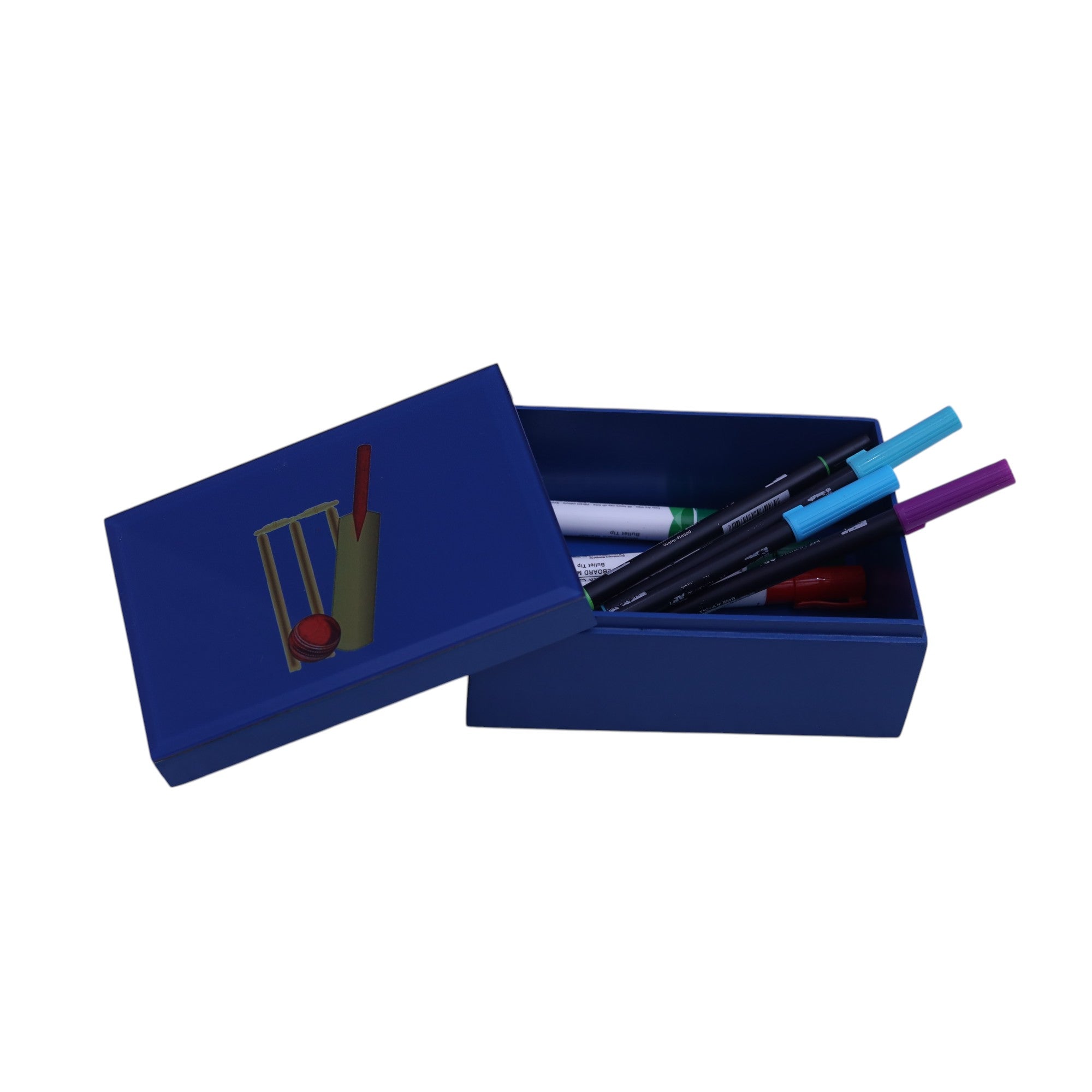 Premium Blue Small Storage Box with Cricket Design