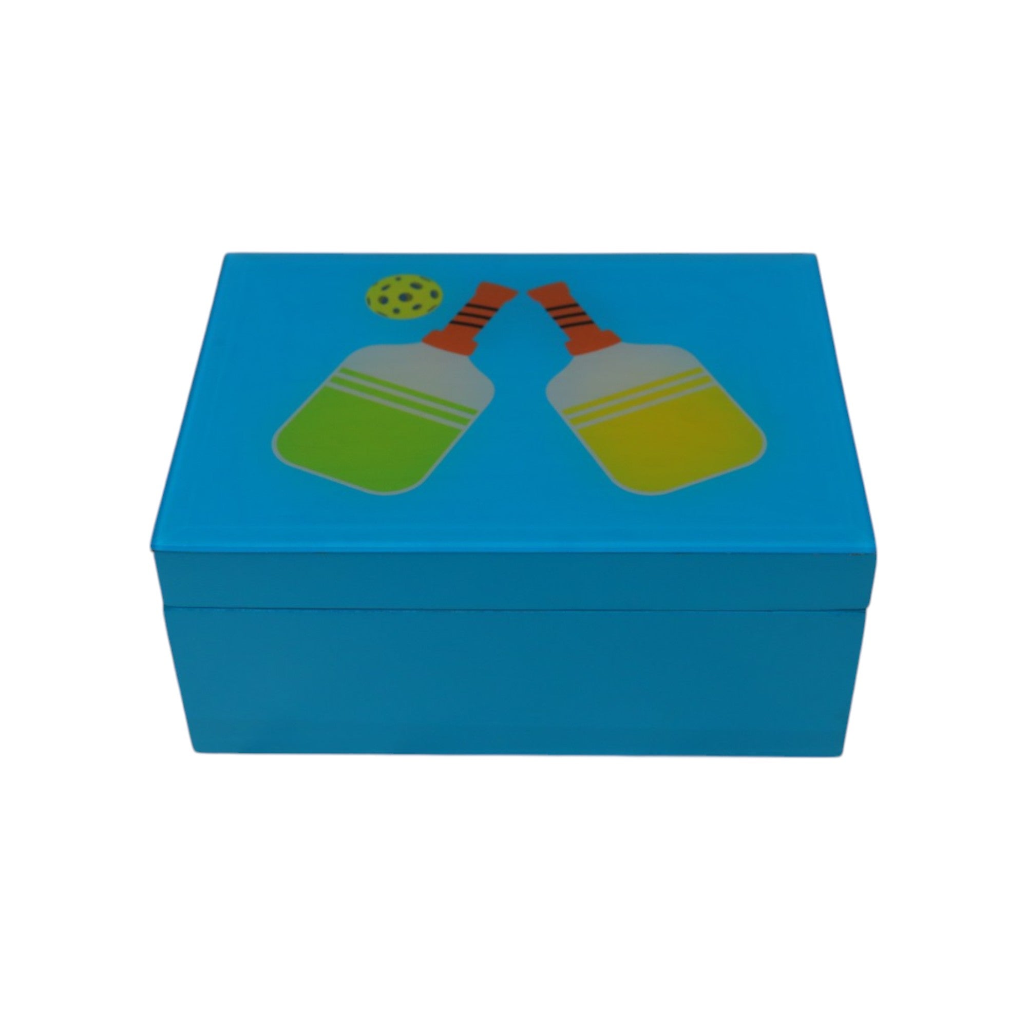 Premium Glass Small Storage Box with Pickle Ball Design
