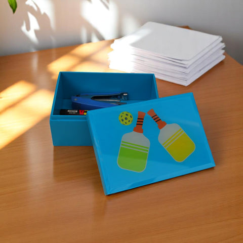 Premium Glass Small Storage Box with Pickle Ball Design