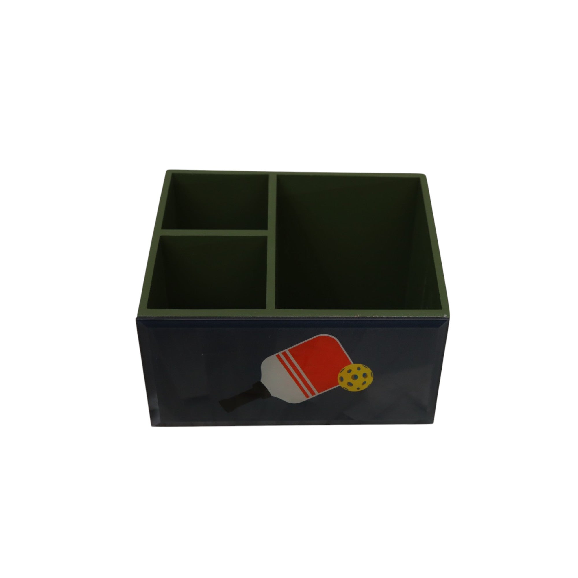 Premium Glass Stationery Desk Organizer with Pickle Ball Design