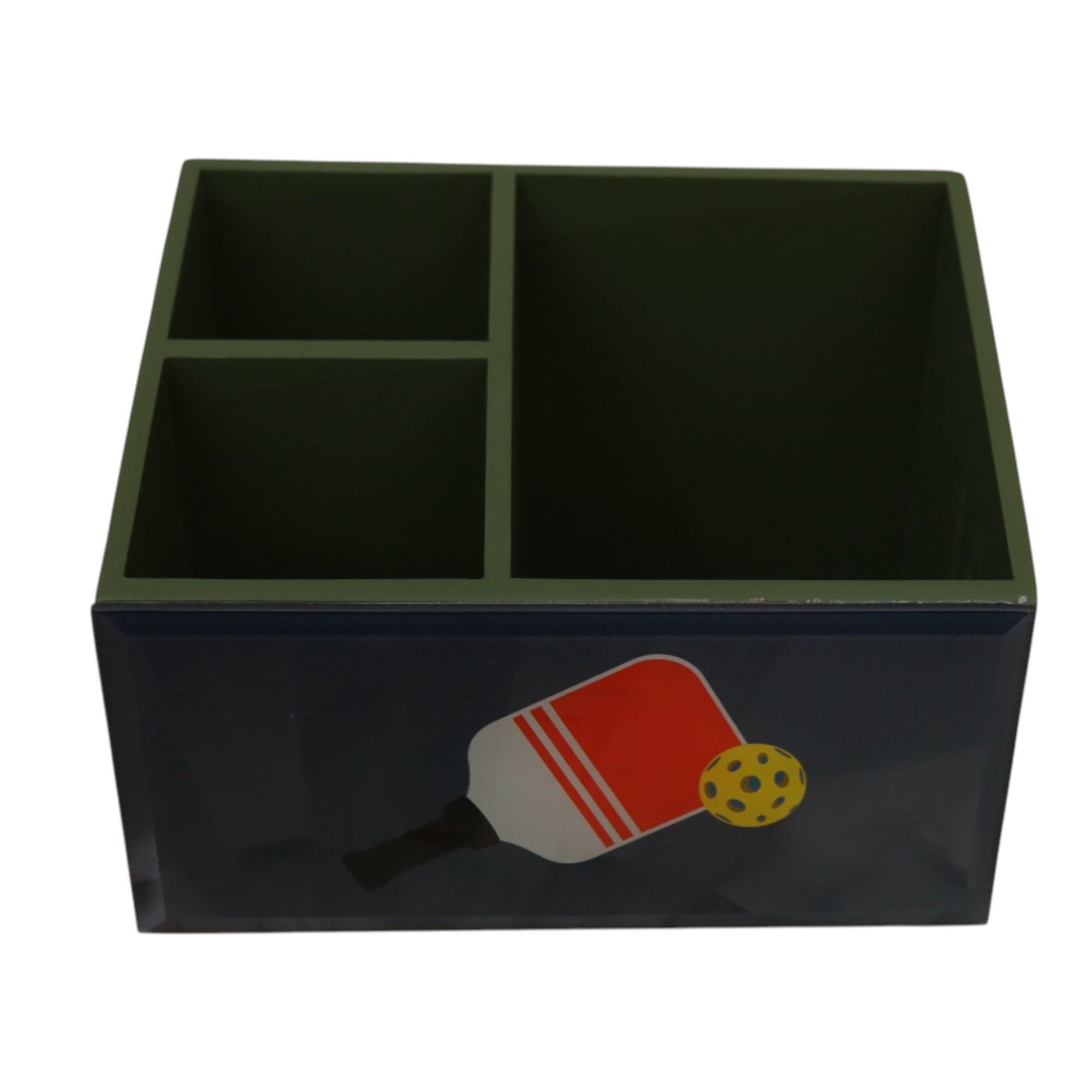 Premium Glass Stationery Desk Organizer with Pickle Ball Design