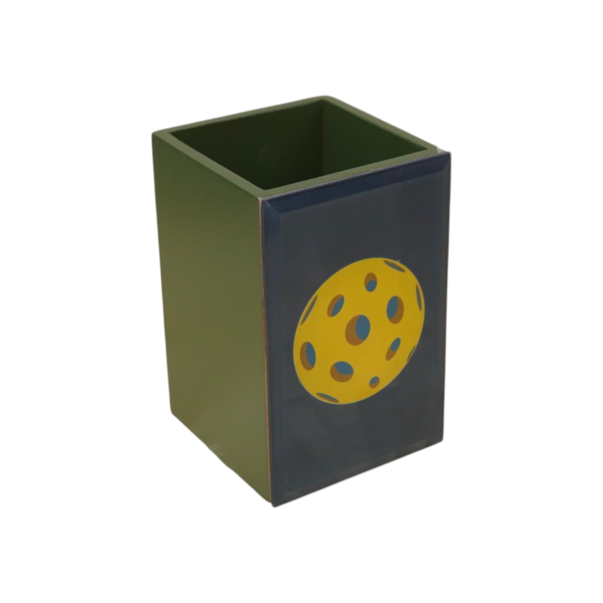 Premium Glass Pen Holder with Pickle Ball Design