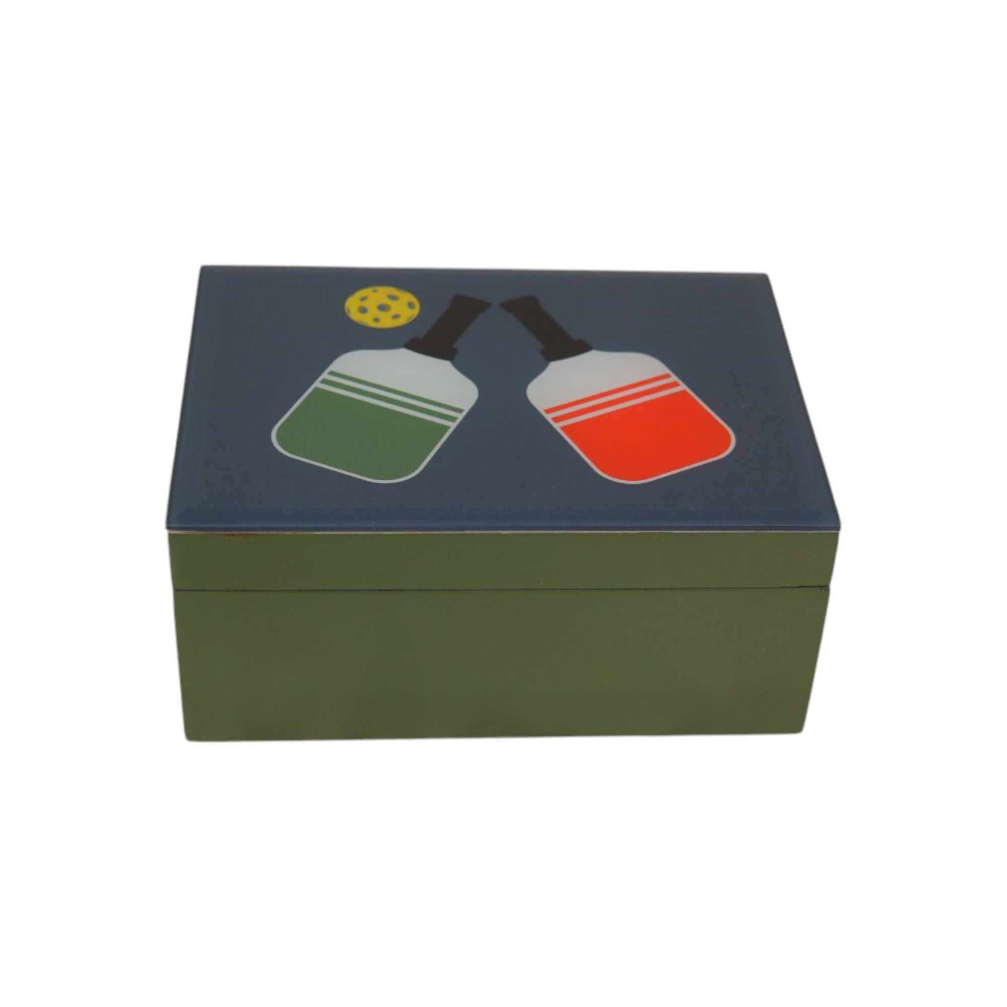 Premium Glass Small Storage Box with Pickle Ball Design