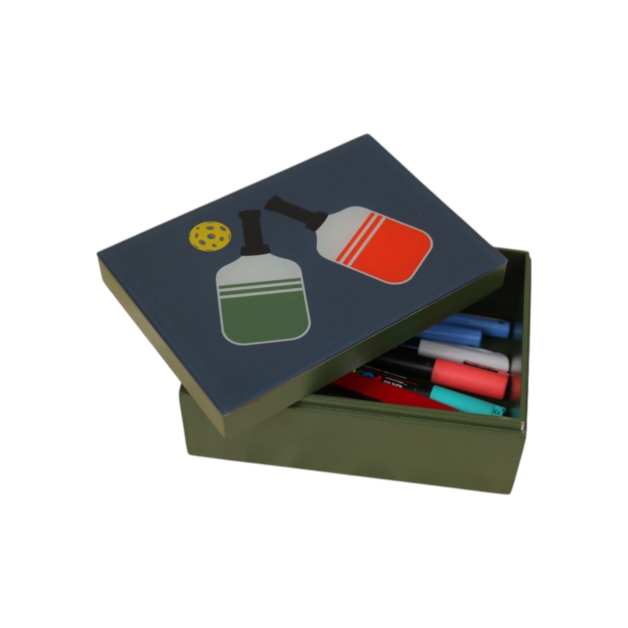 Premium Glass Small Storage Box with Pickle Ball Design