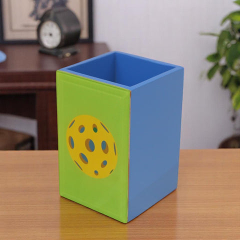 Premium Glass Pen Holder with Pickle Ball Design