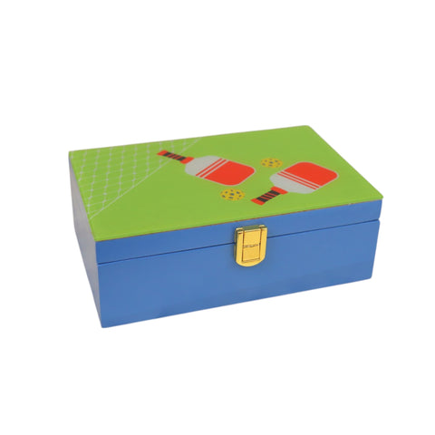 Premium Green Glass Storage Box  with Pickle Ball Design