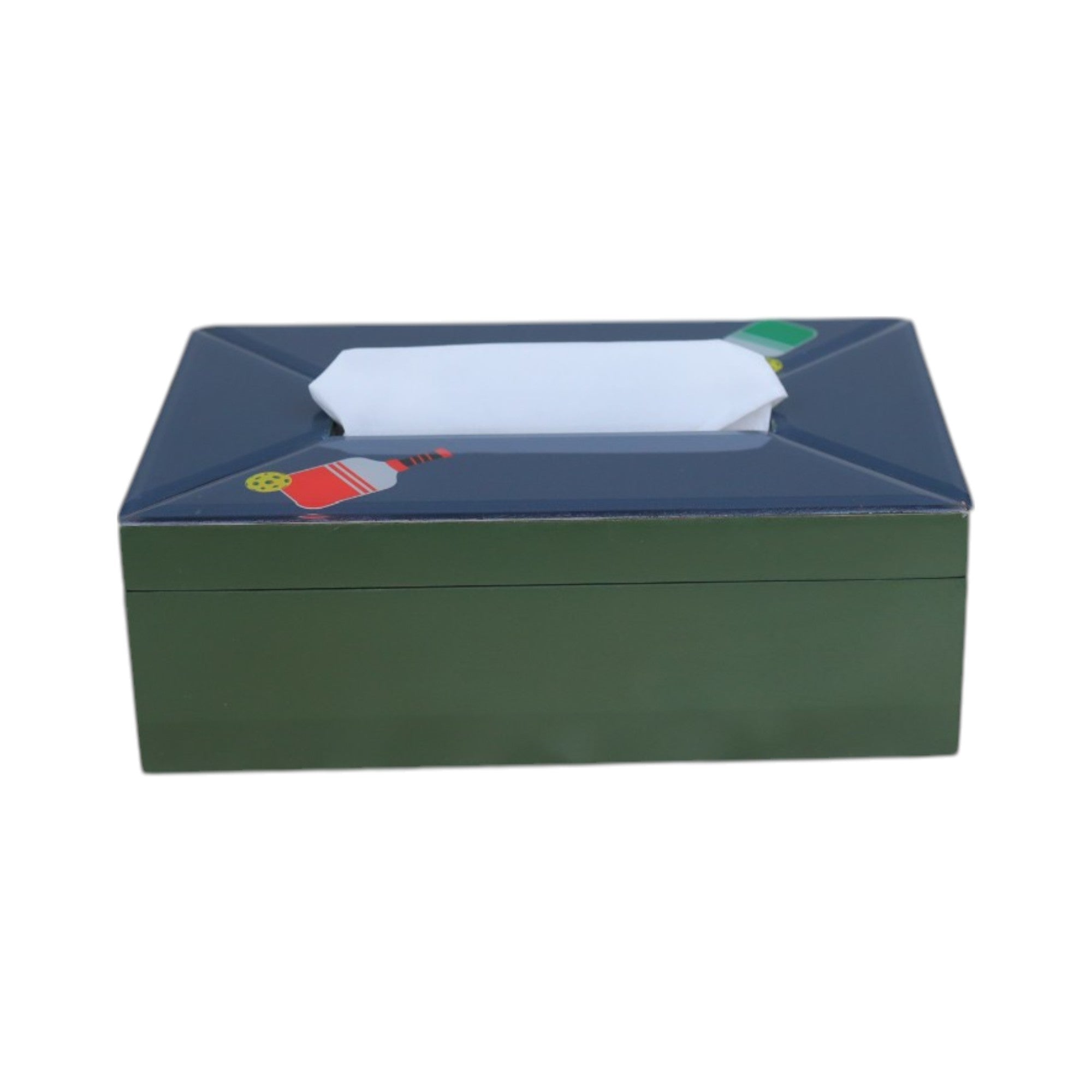 Premium Glass Tissue Box with Pickle Ball Design