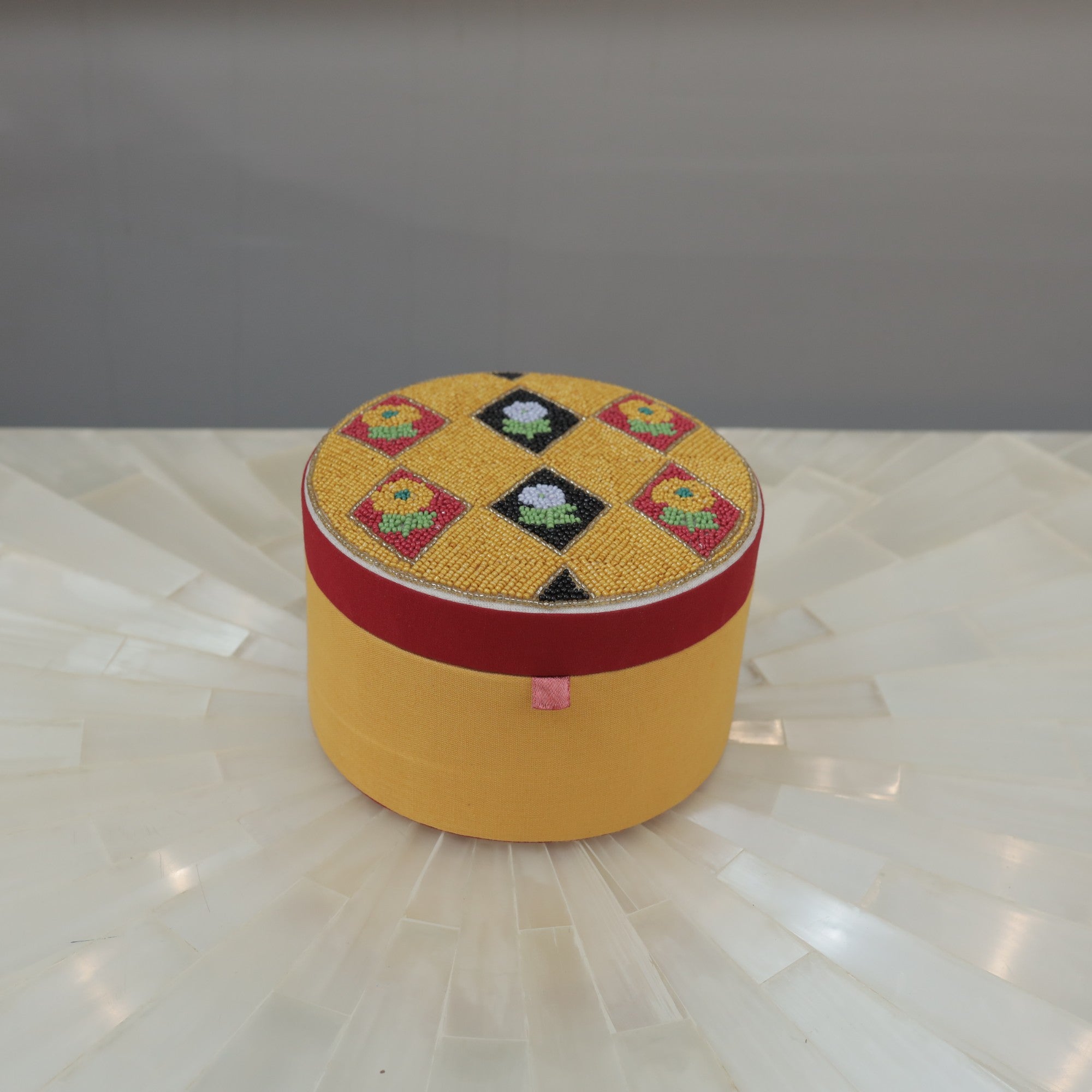 Round Beaded Jewellery Box