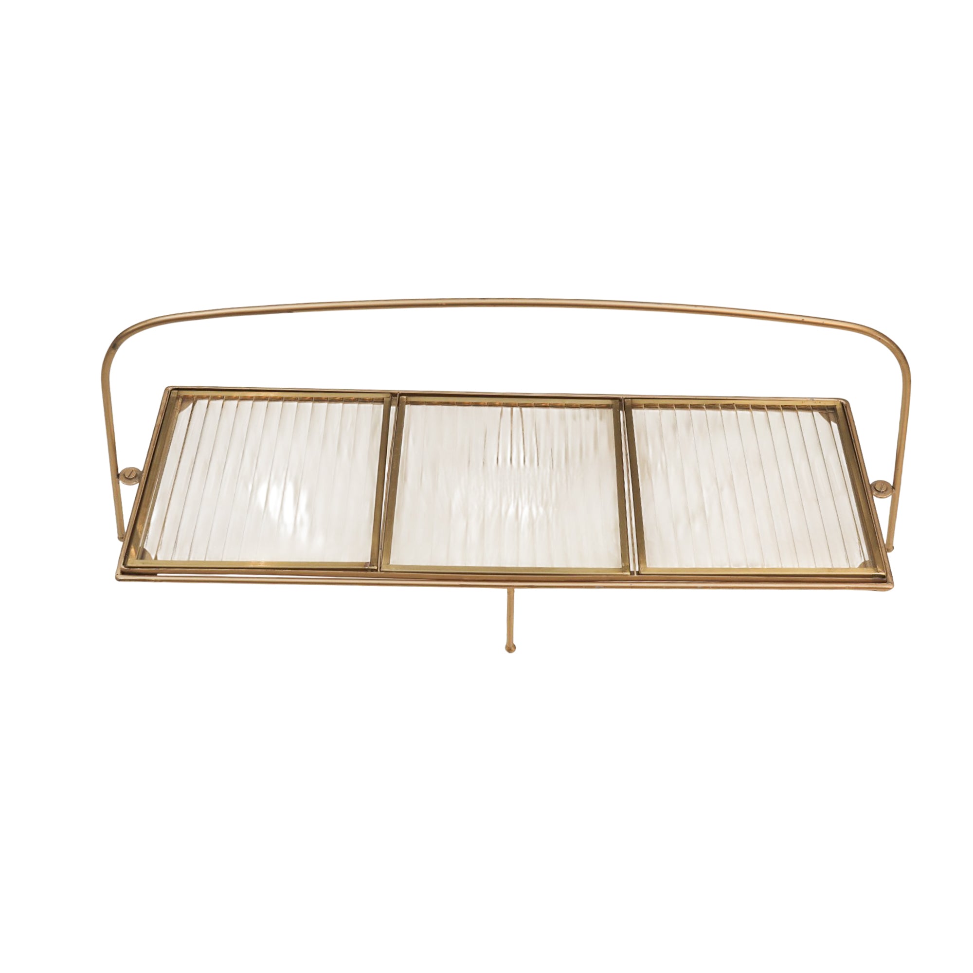 Premium Metal Long Cradle Triple Tray Serving Food Platter
