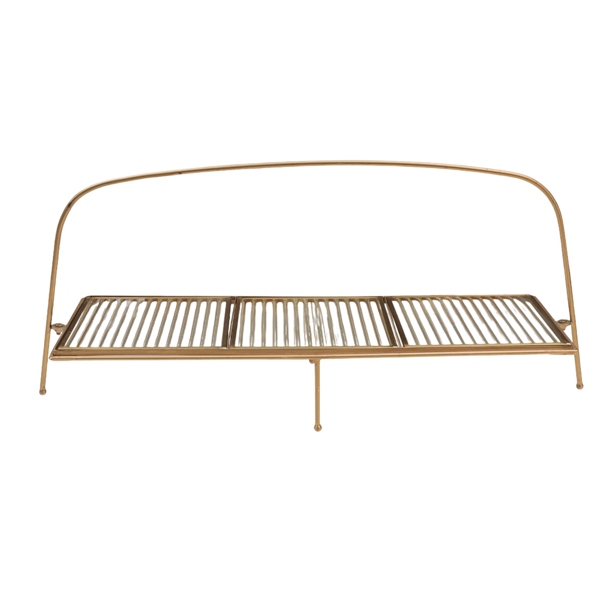 Premium Metal Long Cradle Triple Tray Serving Food Platter