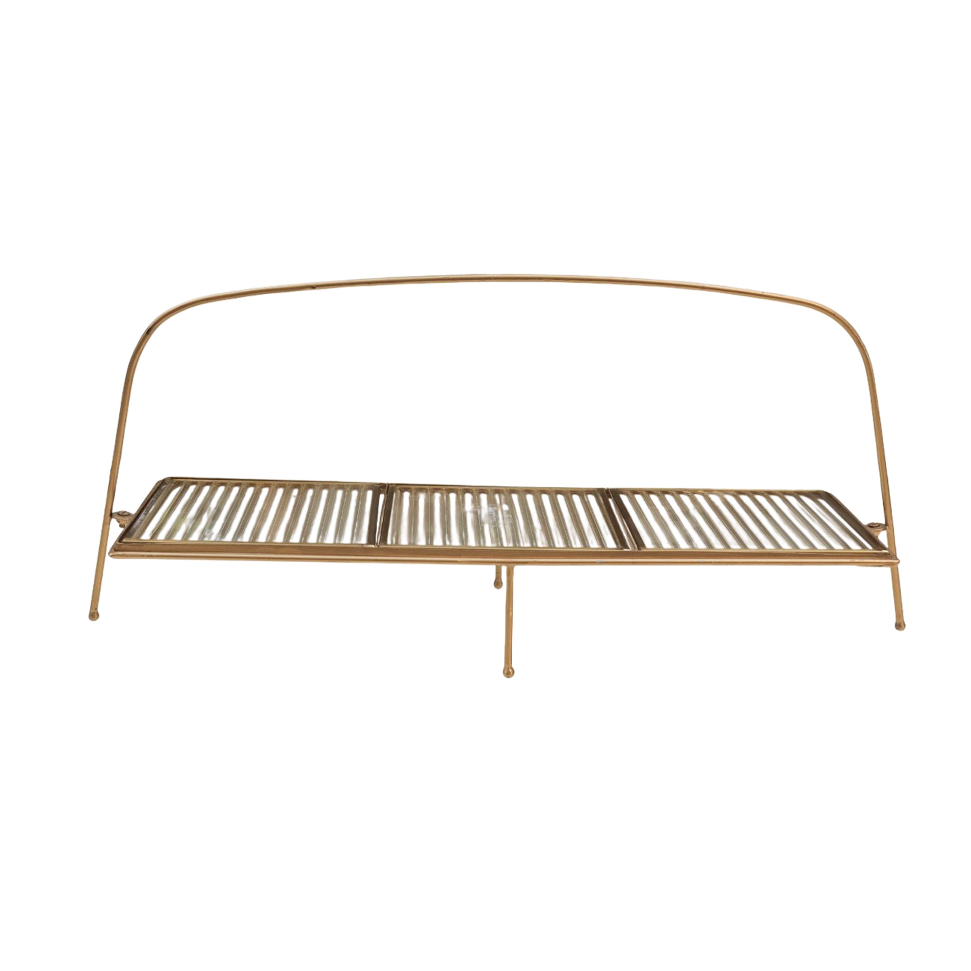 Premium Metal Long Cradle Triple Tray Serving Food Platter