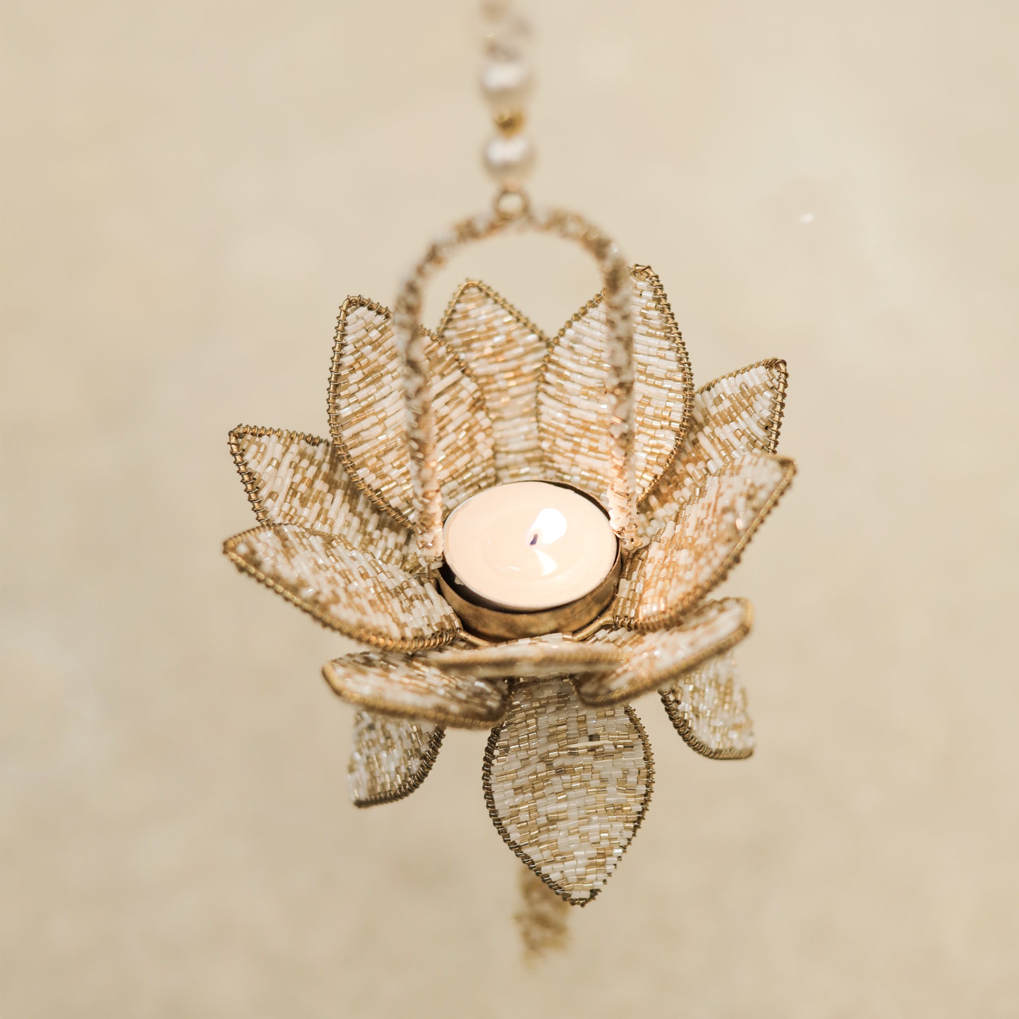 Metal Beaded T-Light Holder for a Glowing Atmosphere