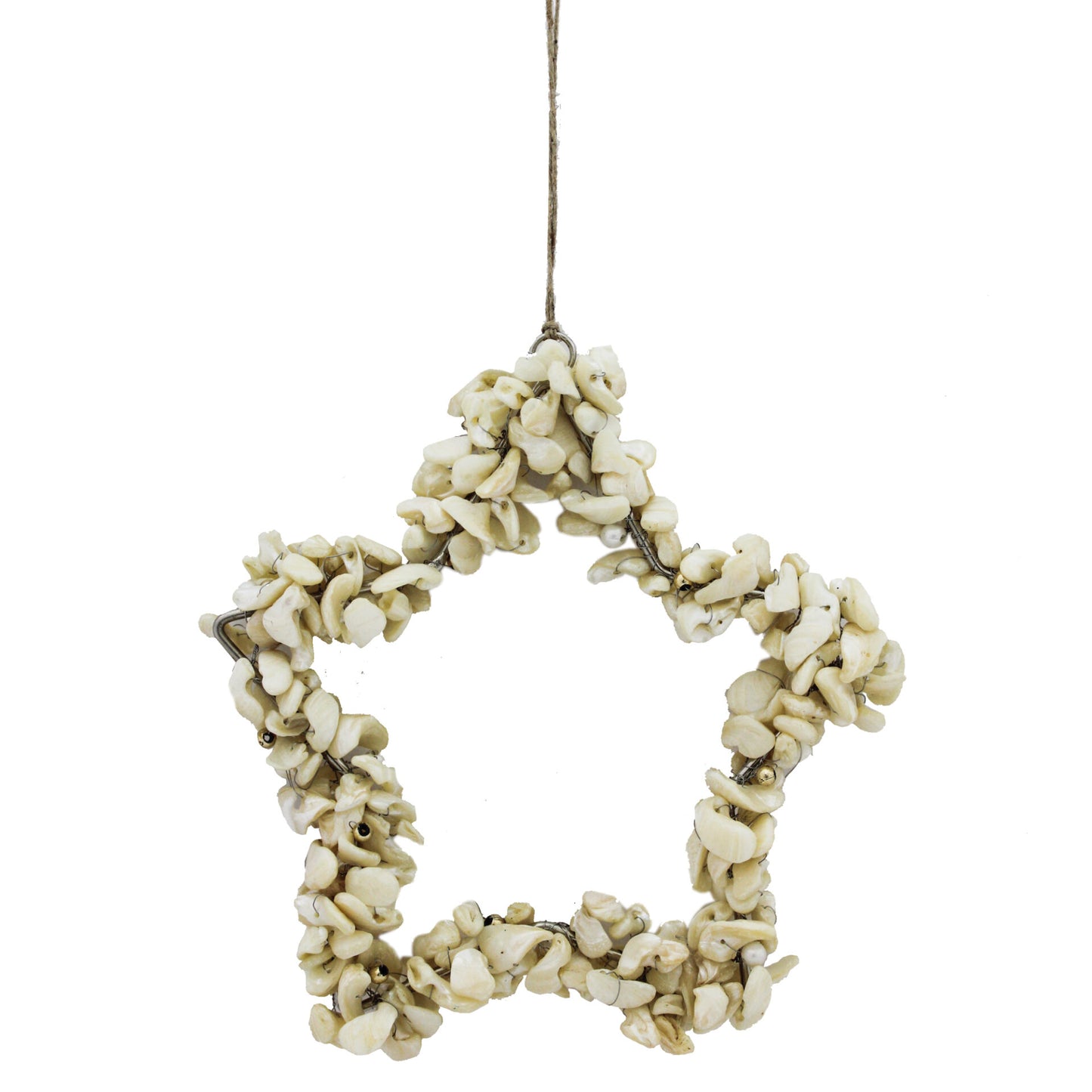 Set of 2 Ivory Shells Star Shaped Christmas Tree Decorative Ornaments