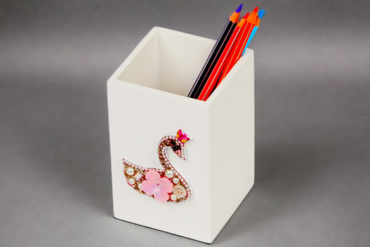 Multicolour Beaded / Pearl Swan Design with Lac Work Pen Holder