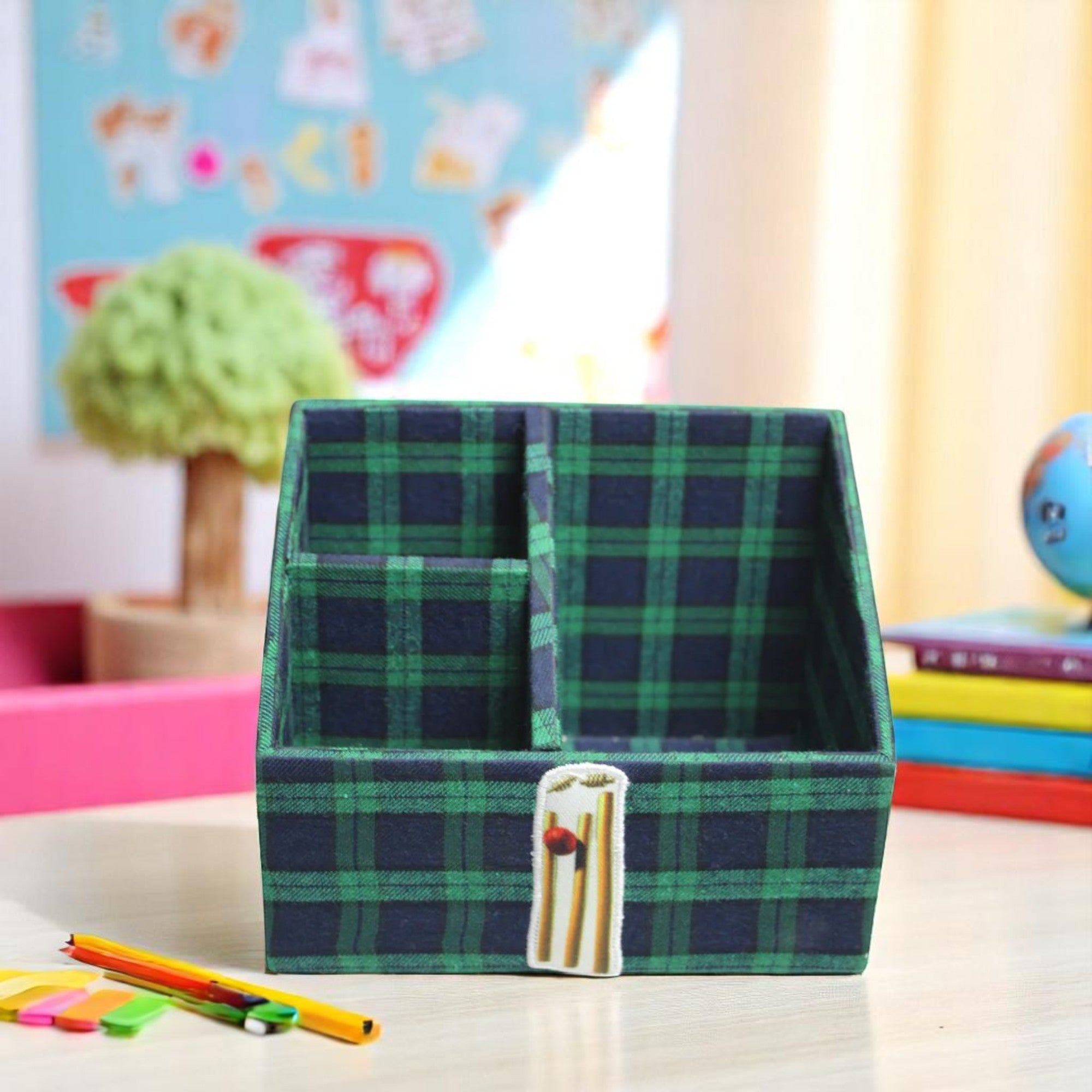 Premium Stationery Desk Organizer with Cricket Design
