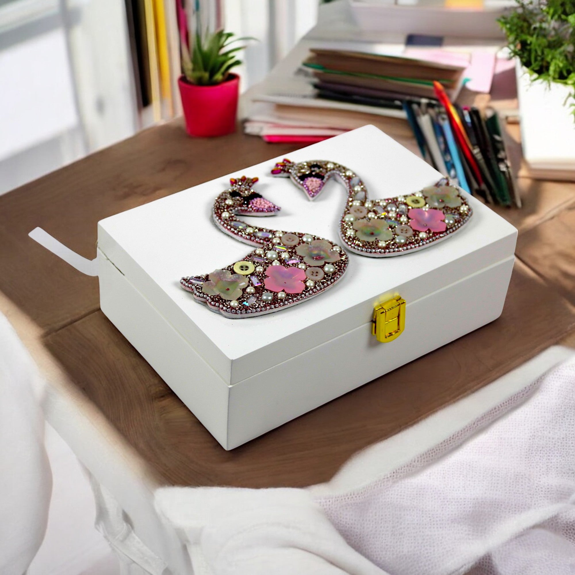 Multicolored Swan Design Multipurpose Storage Box for Kids