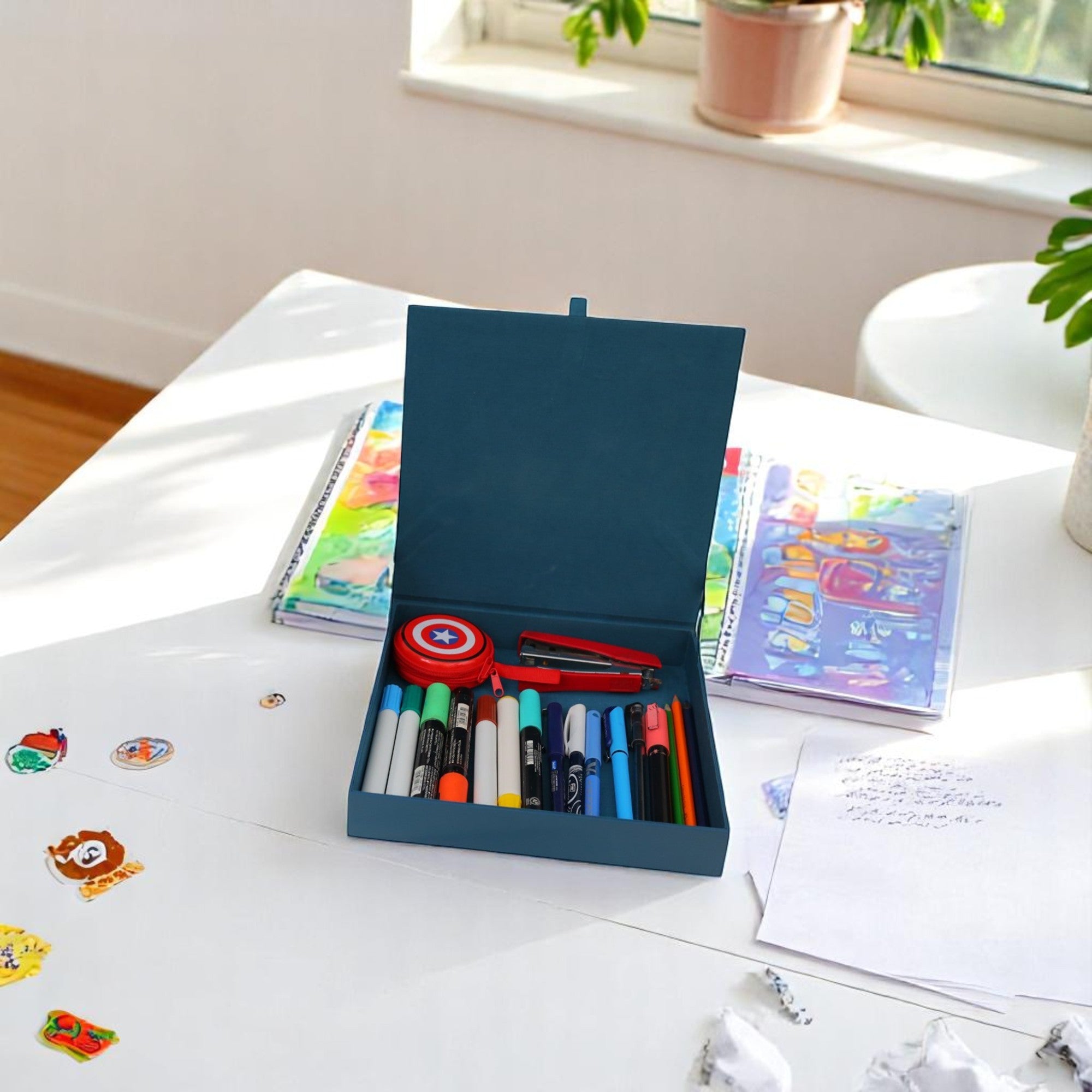 Premium Glass Stationery Organizer  with Pickle Ball Design