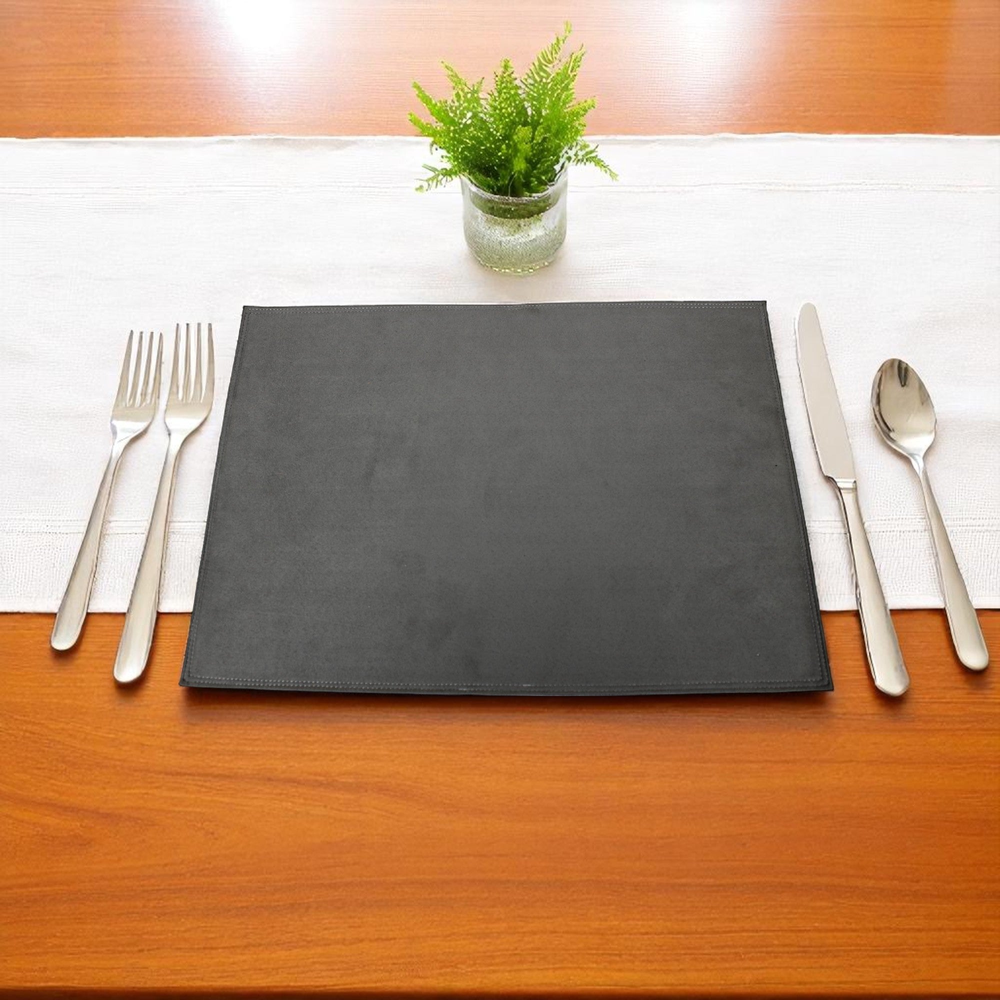 Grey Leatherite Placemats Set of Two