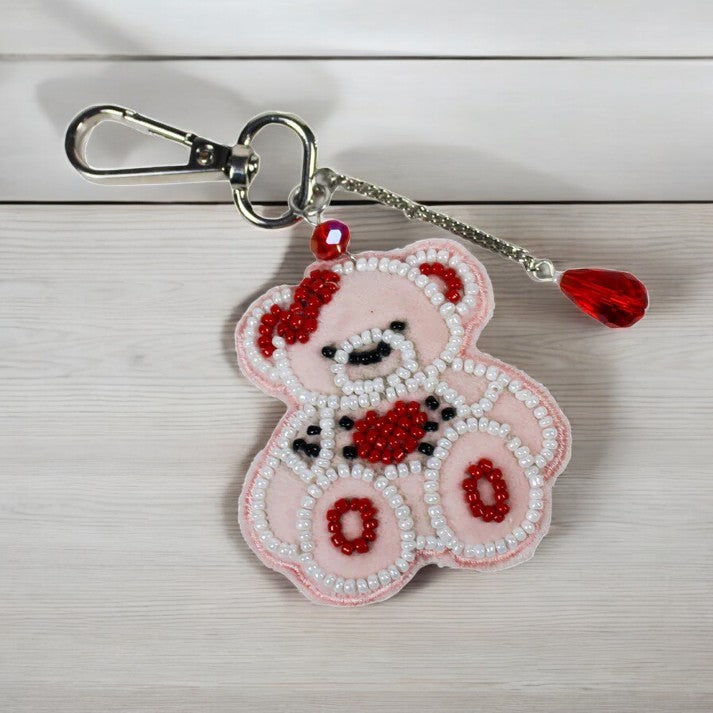 Beaded Teddy Bear Shaped Bag Charm