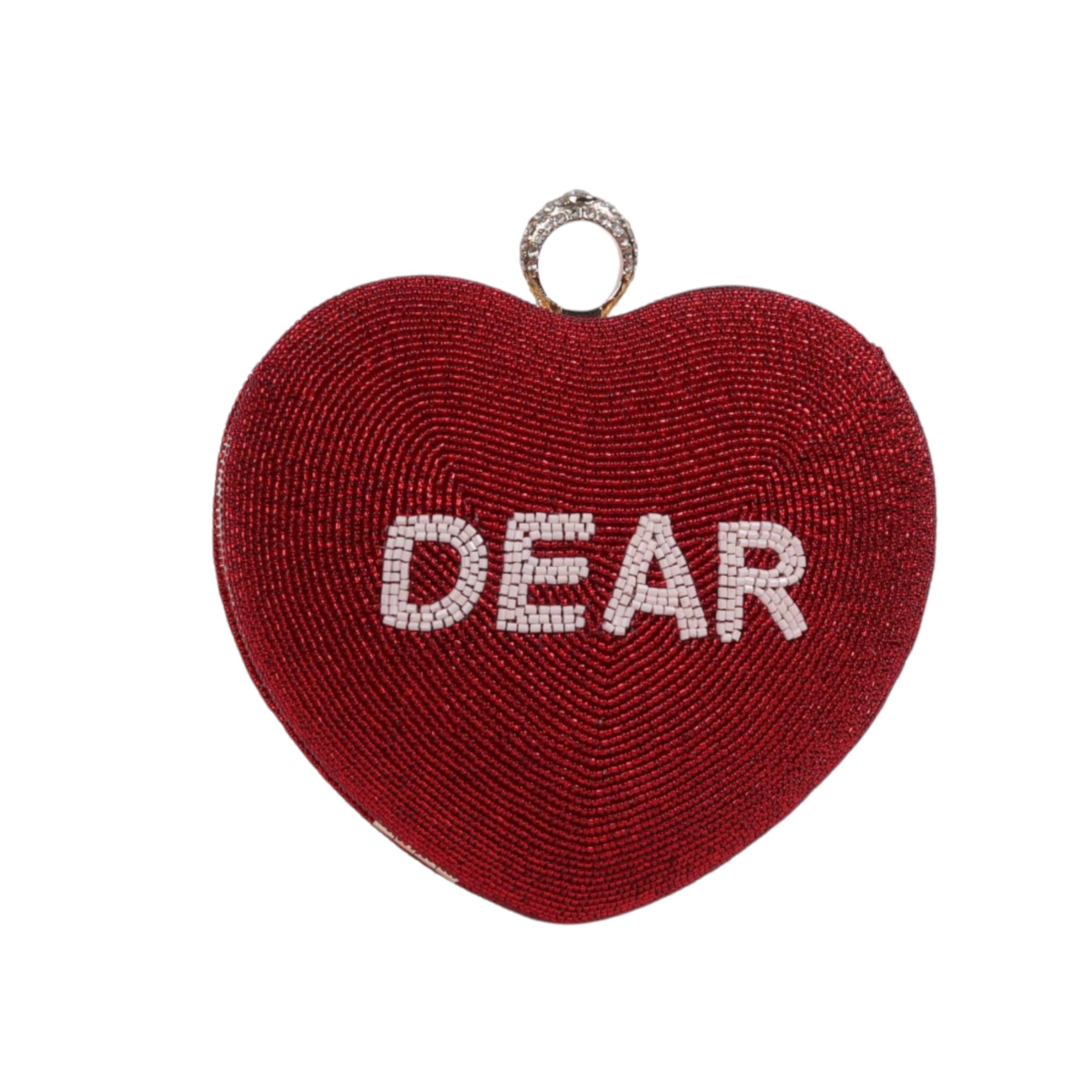 Heart-Shaped Hand-Embroidered Clutch Bag 