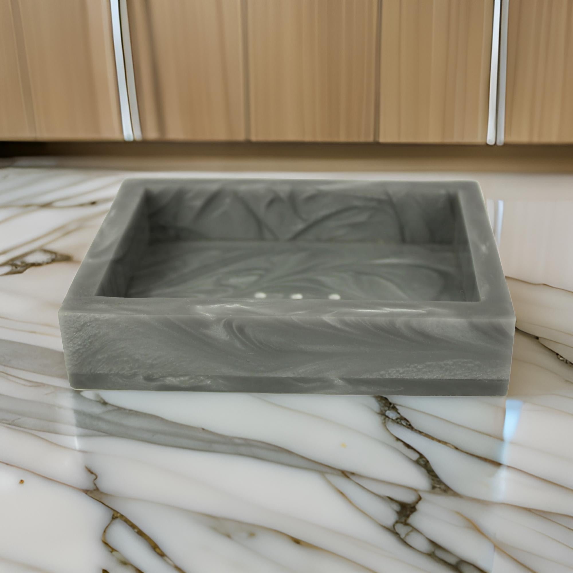 Grey Resin Soap Dish