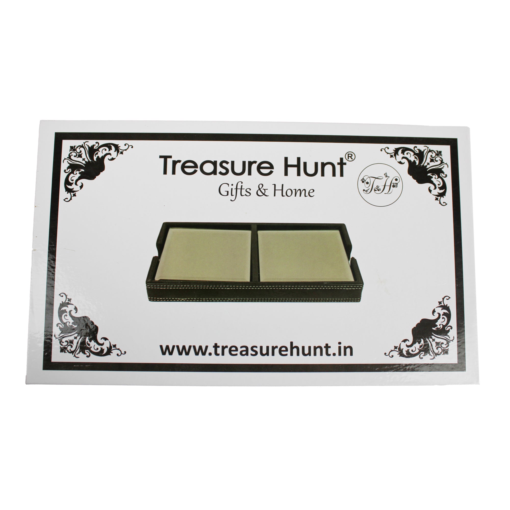 Brown Glass Coasters Set of Eight with Leatherite Caddy Tray