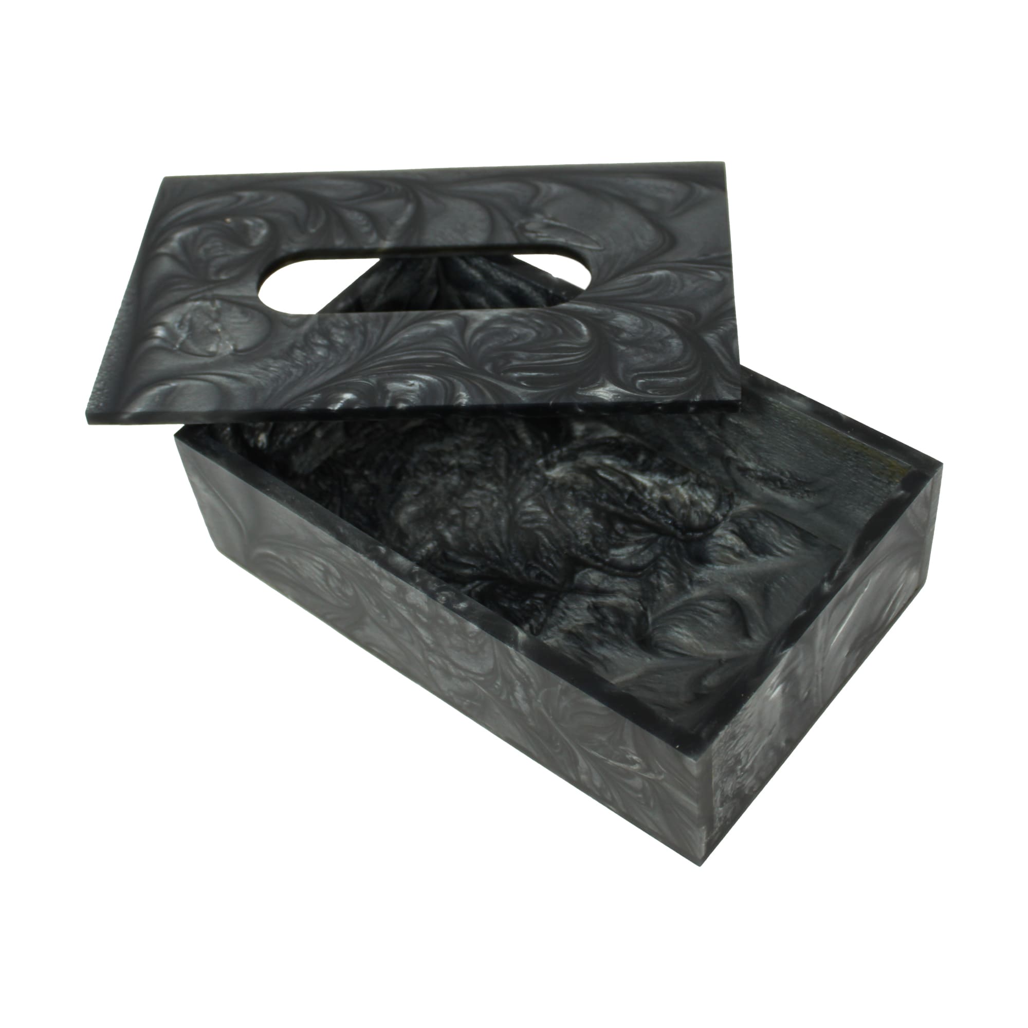Luxury Dark Grey Resin Tissue Box