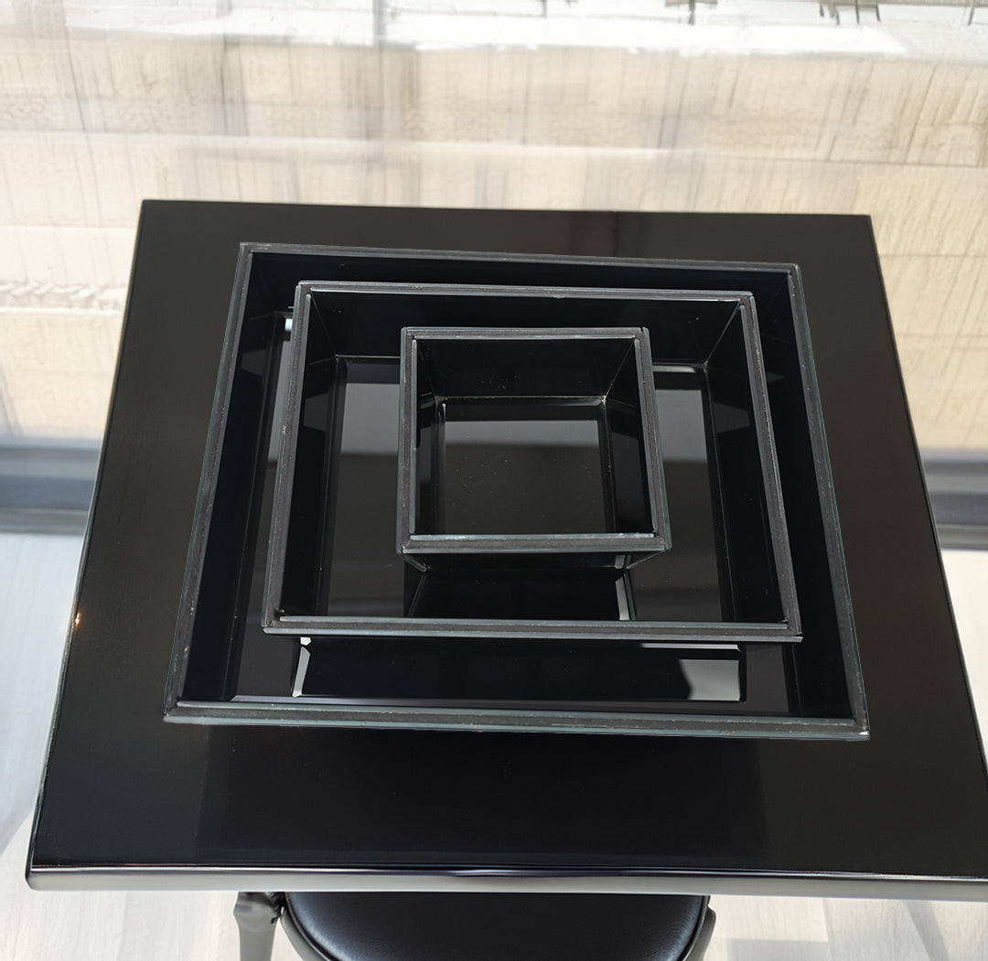 Luxury Black Glass Tray Set of Three