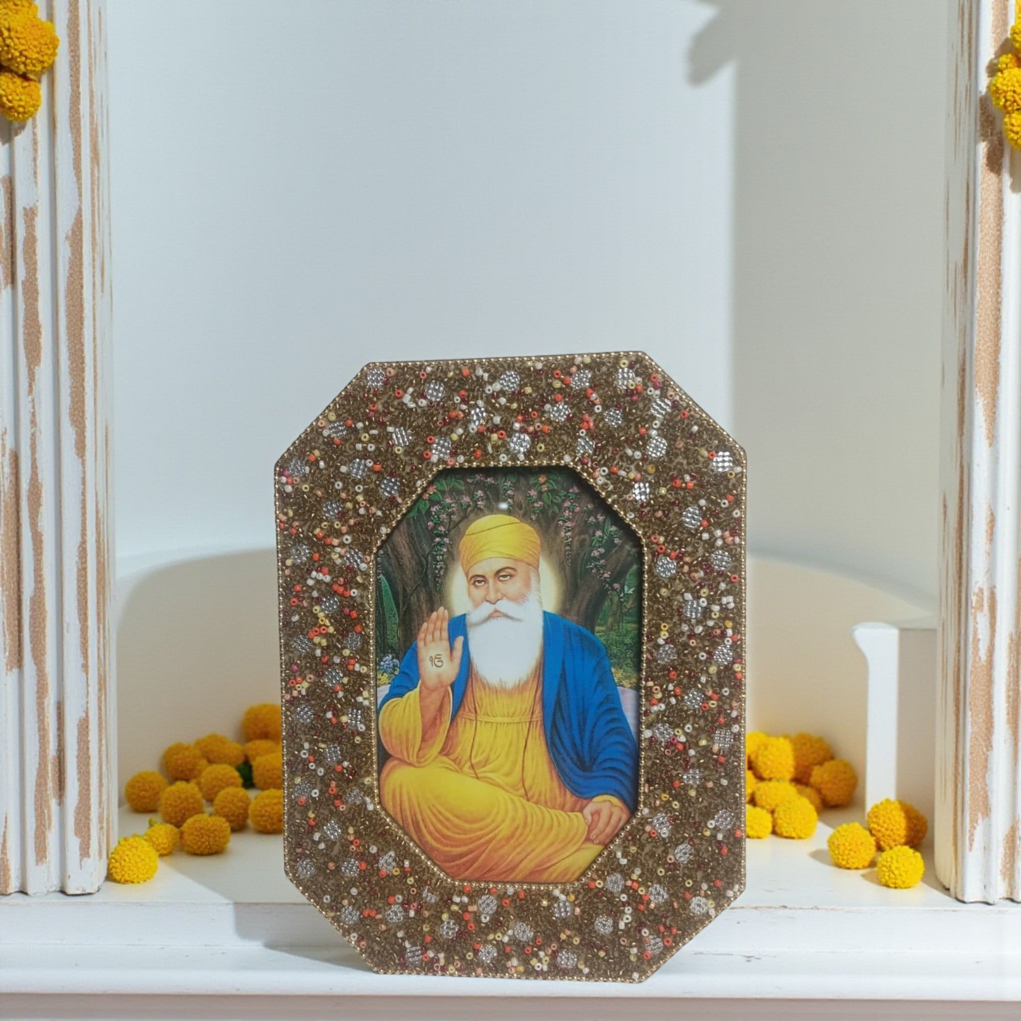 Guru Nanak Ji Multi Beaded Photo Frame for Blessings
