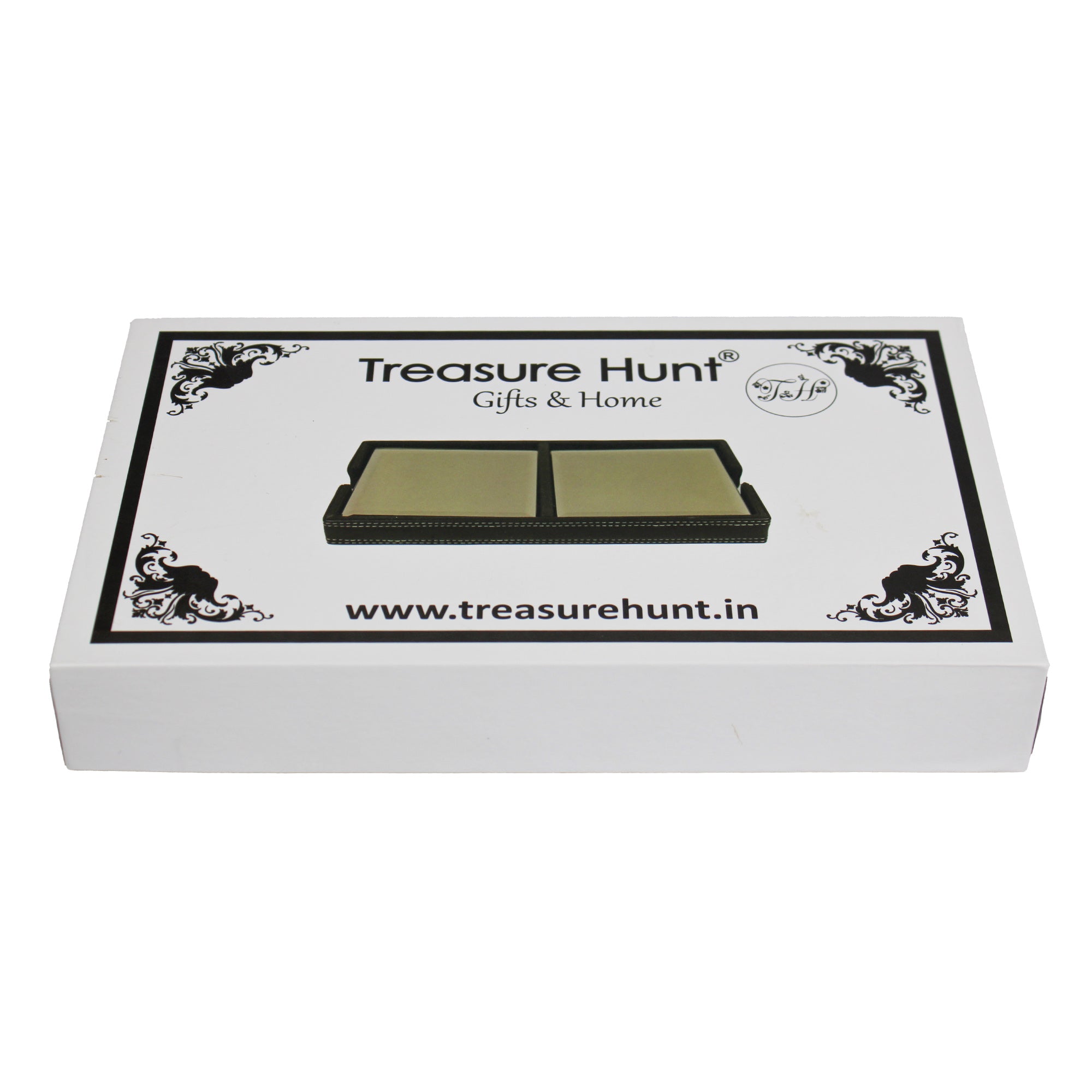 Brown Glass Coasters Set of Eight with Leatherite Caddy Tray