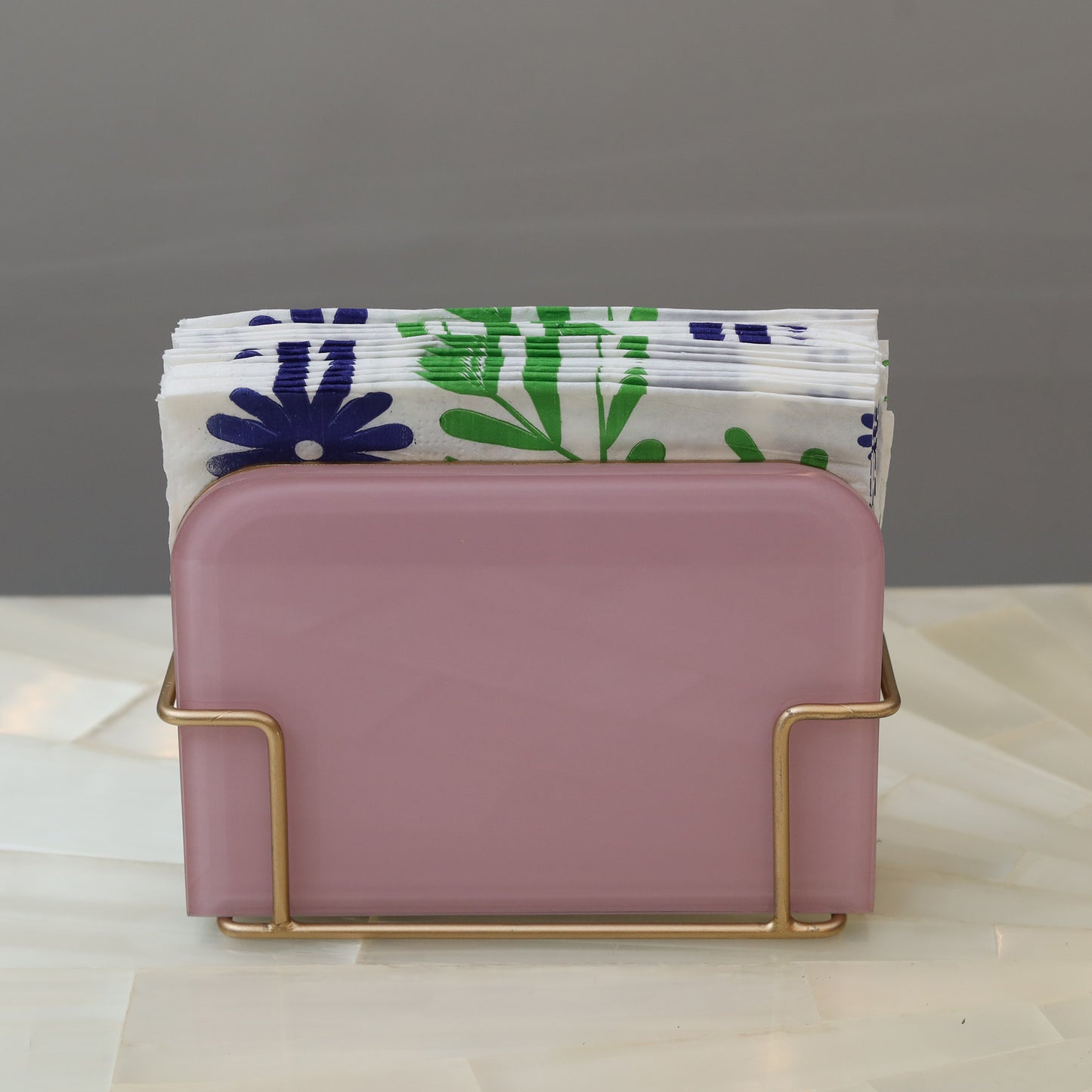 Designer Pink  Gold Tissue Holder