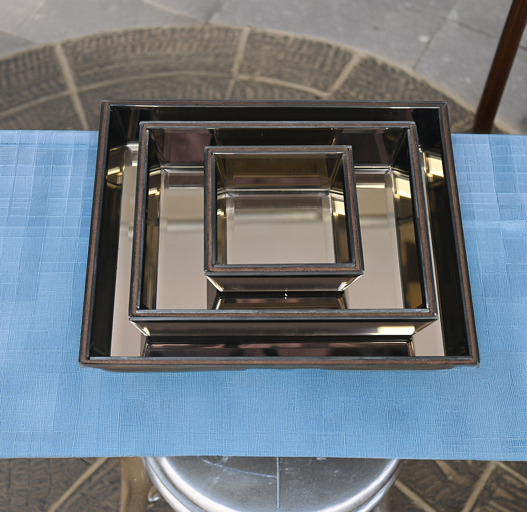Luxury Brown Glass Tray Set of Three