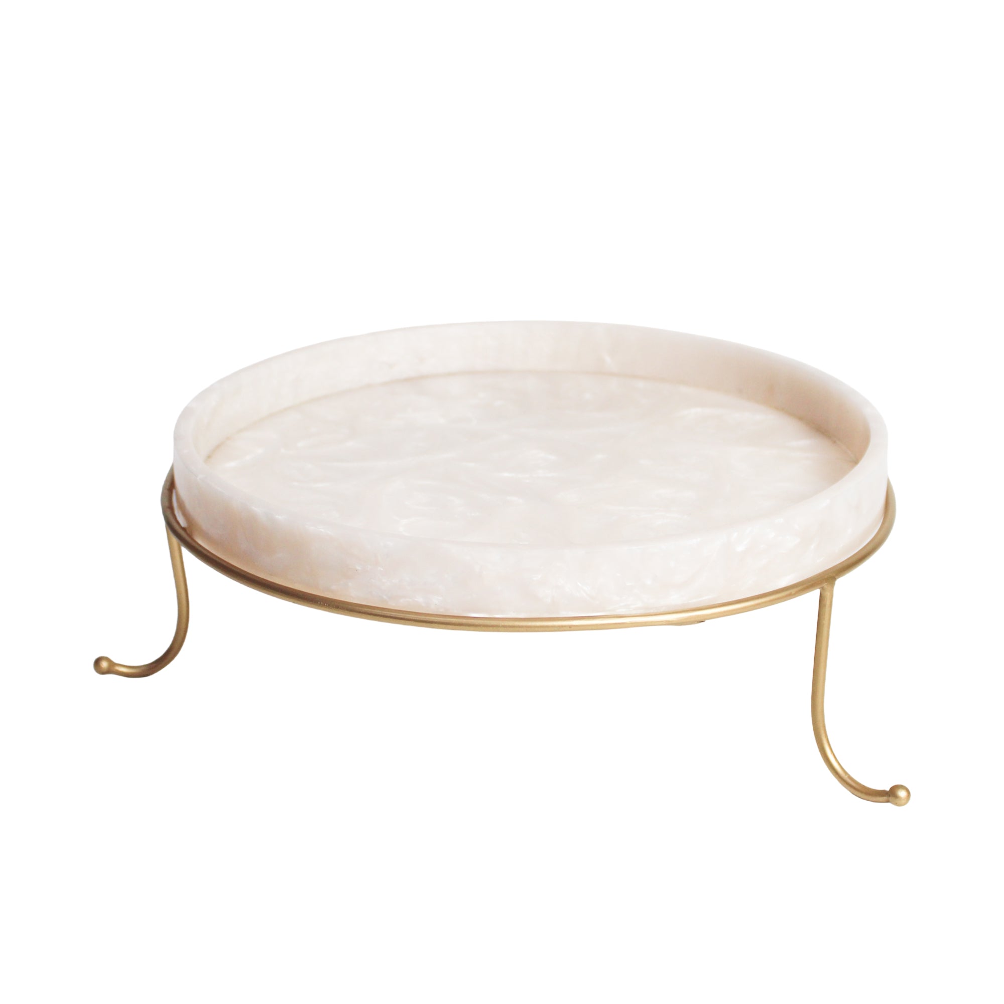 Metal Serving Food Platter with Dark Ivory Tray