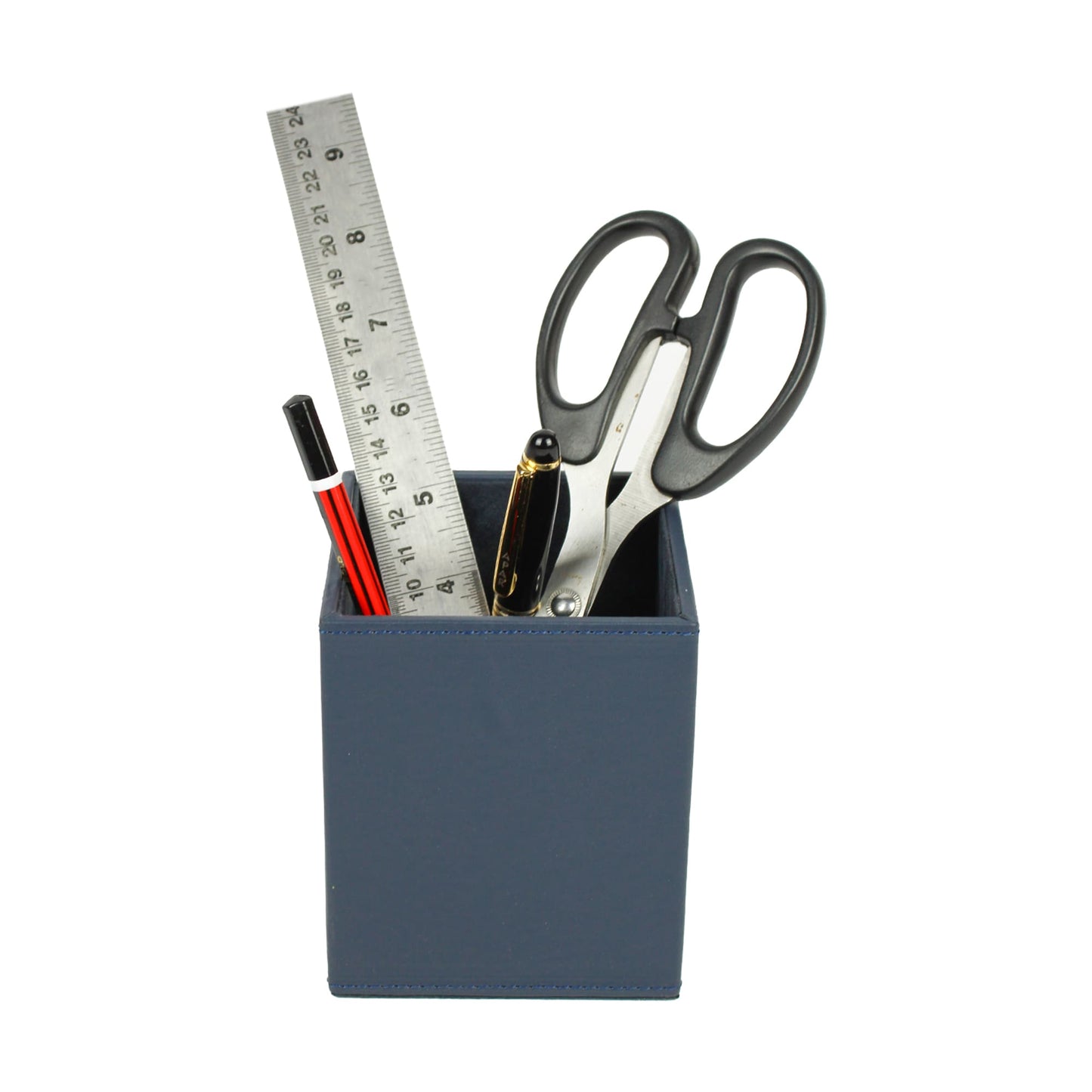 Blue Leatherite Pen Holder