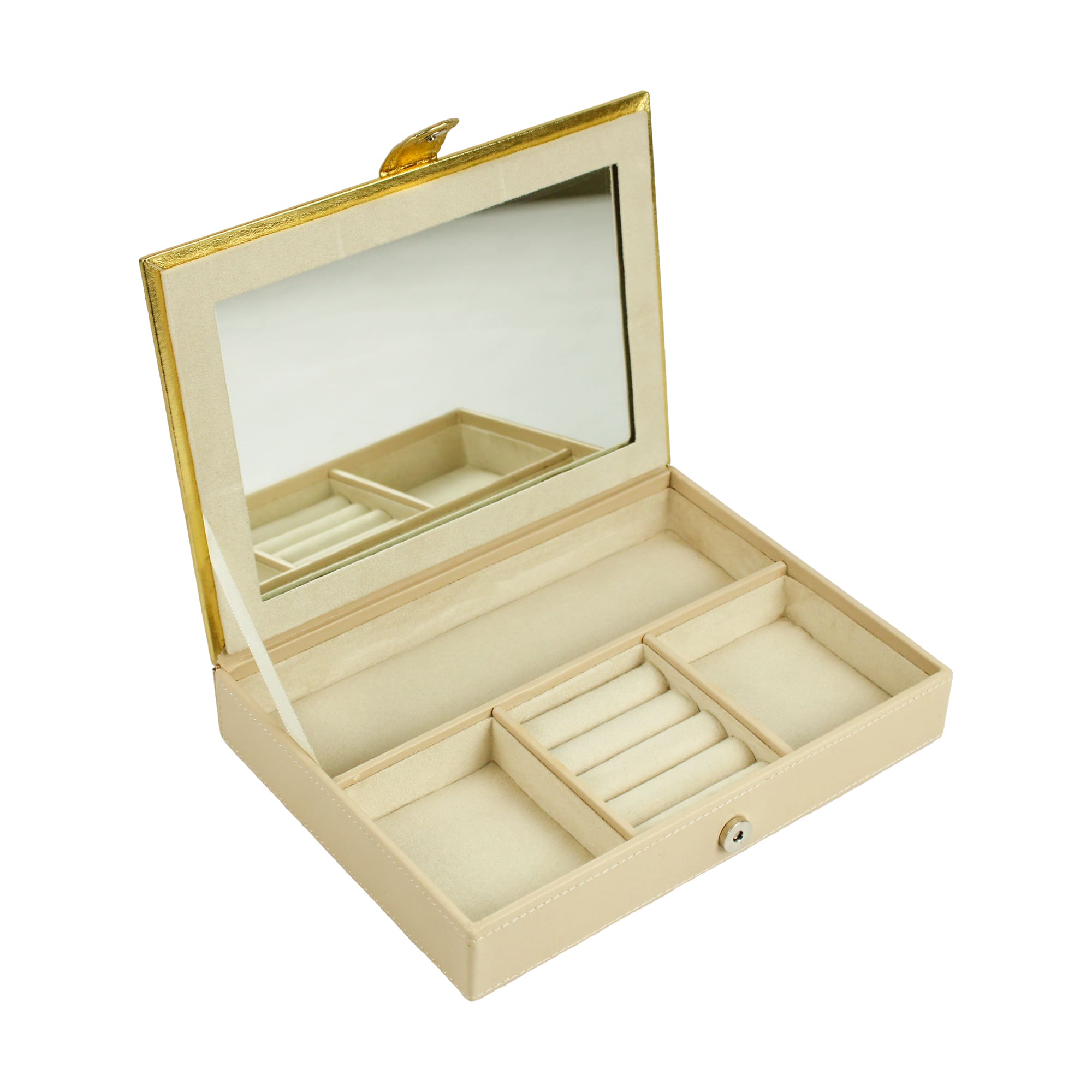 Rose Design Jewellery Box With Mirror