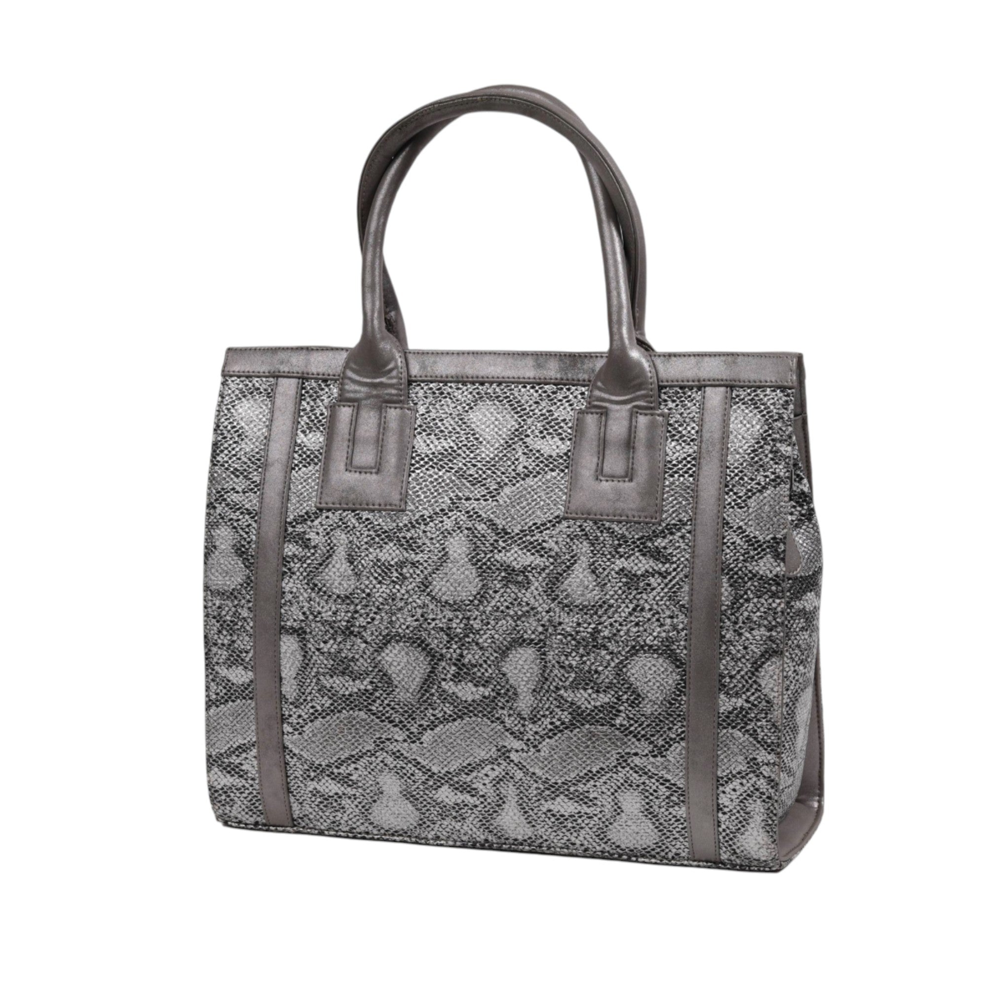 Grey Textured High-Quality PU Handbag