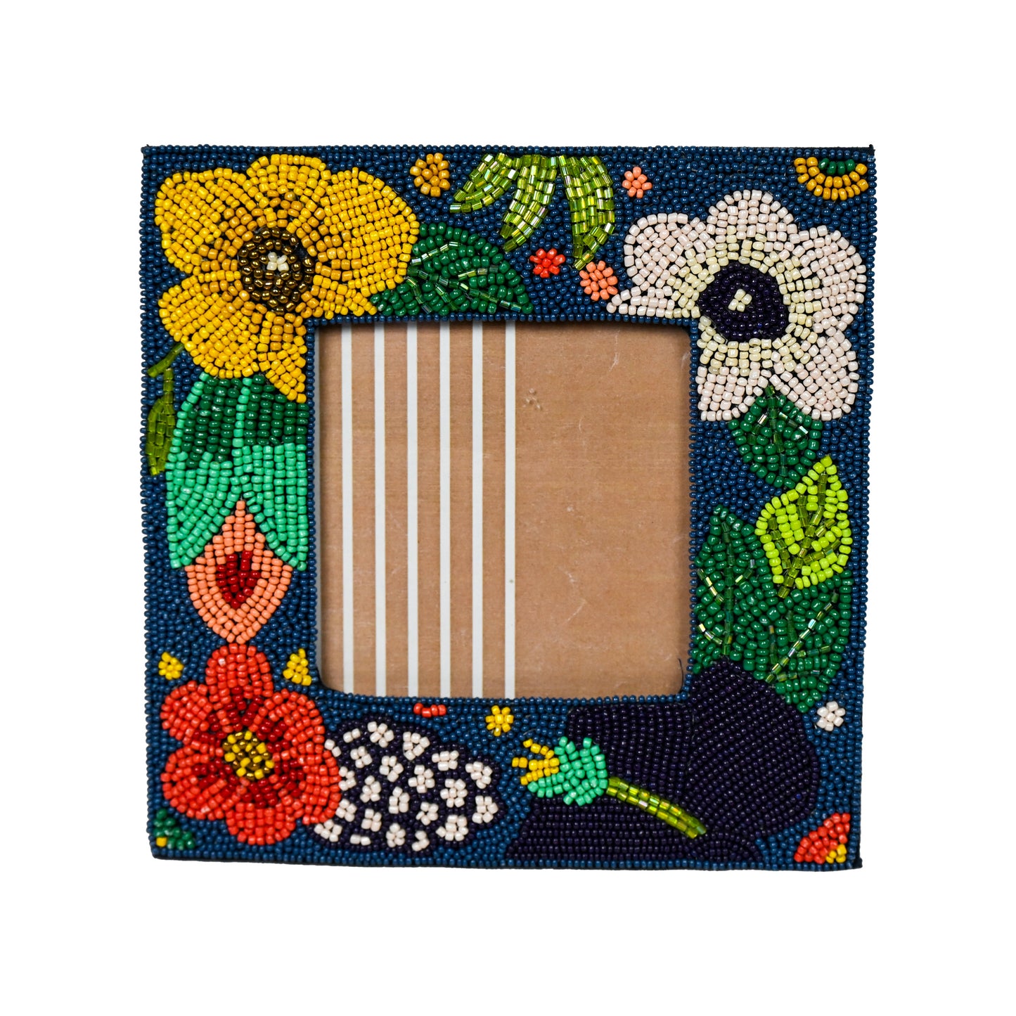 Floral Beaded Square Photo Frame