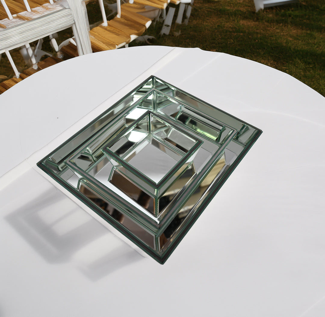 Luxury Silver Glass Tray Set of Three