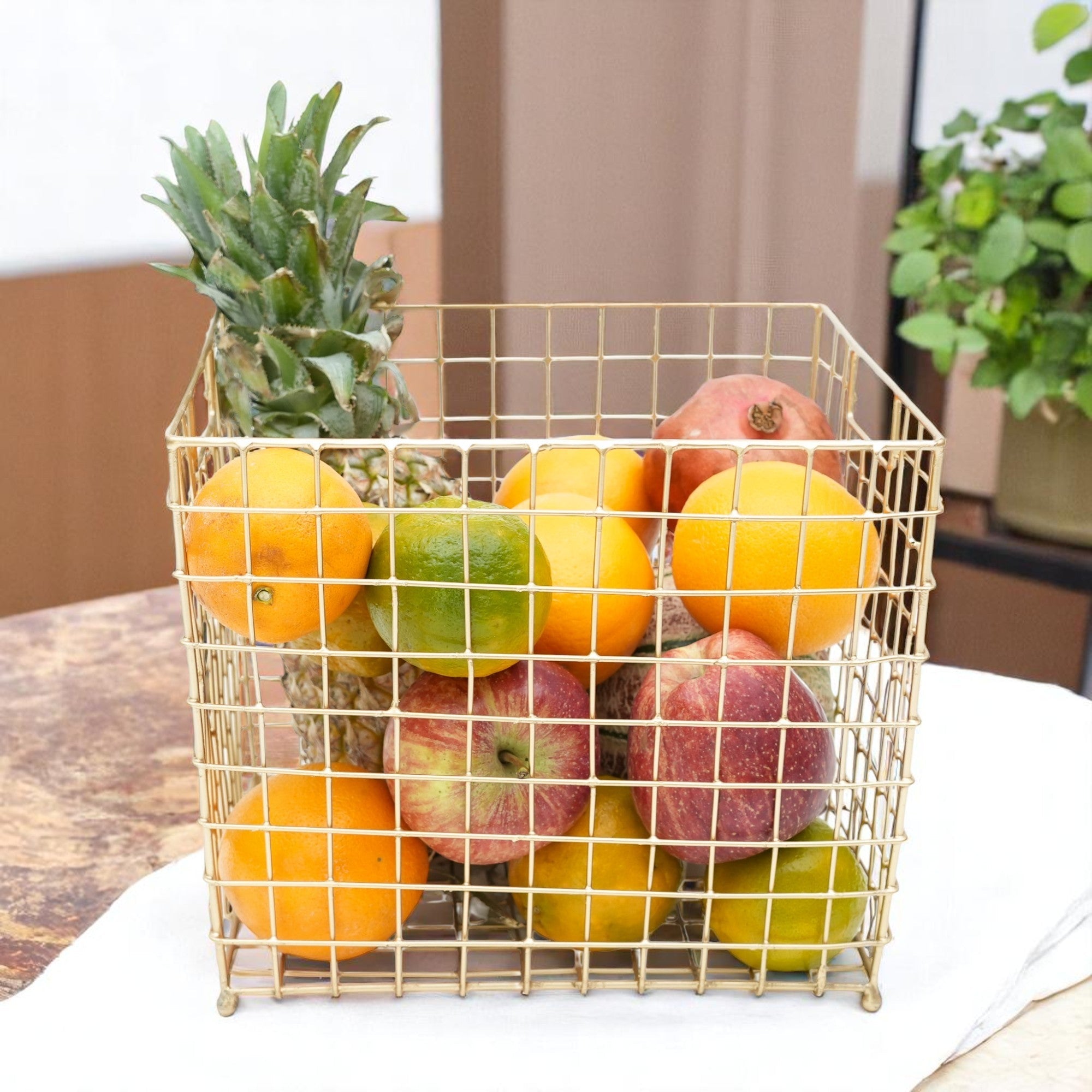 Golden Multi-purpose Metal Medium Basket