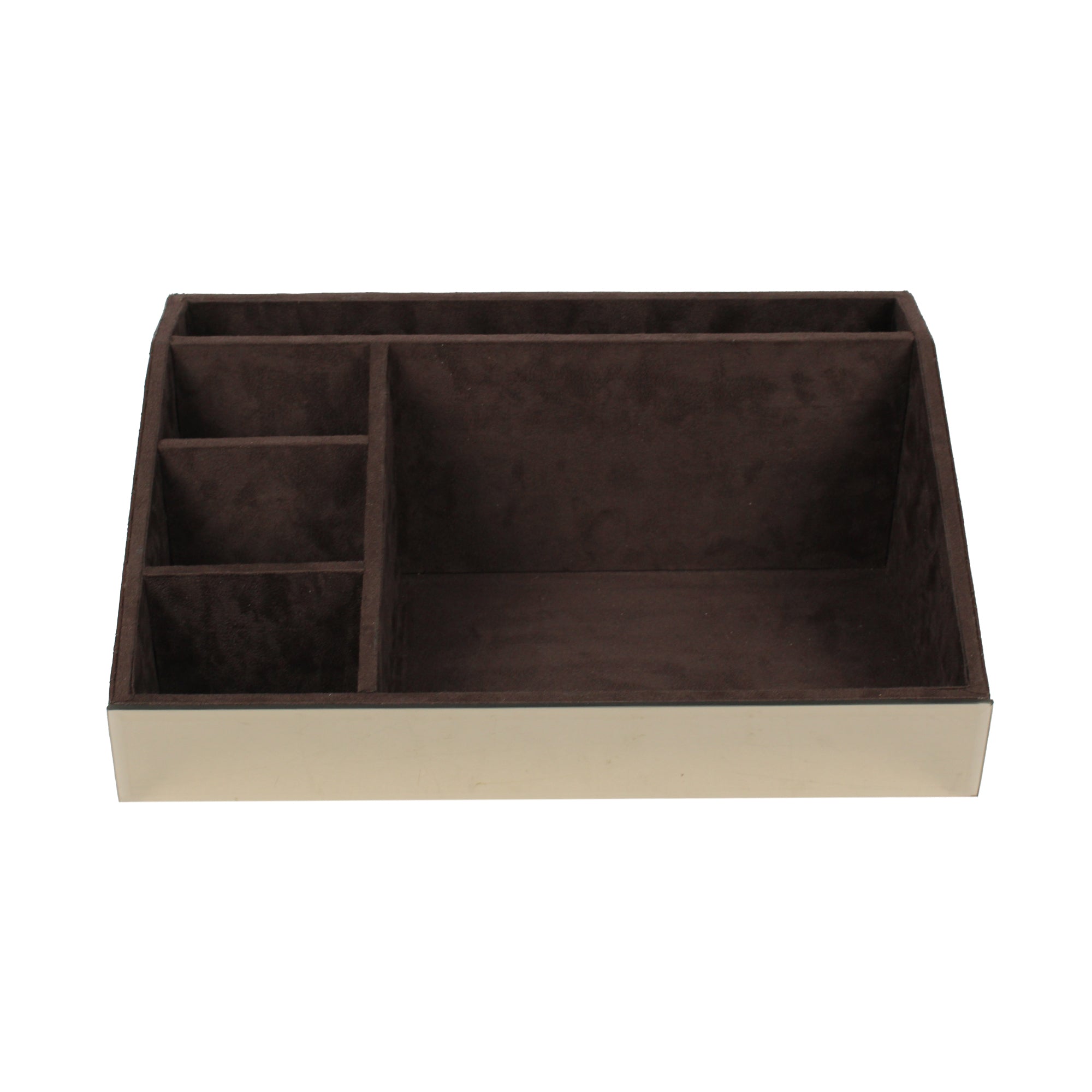 Premium  Brown Leatherite Desk Organizer With Tissue Box