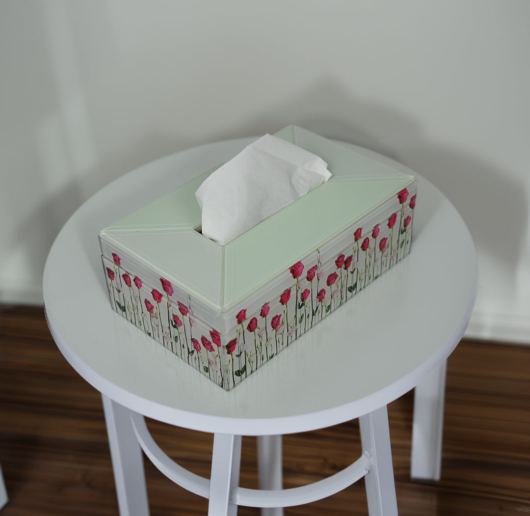 Rose Glass Tissue Box