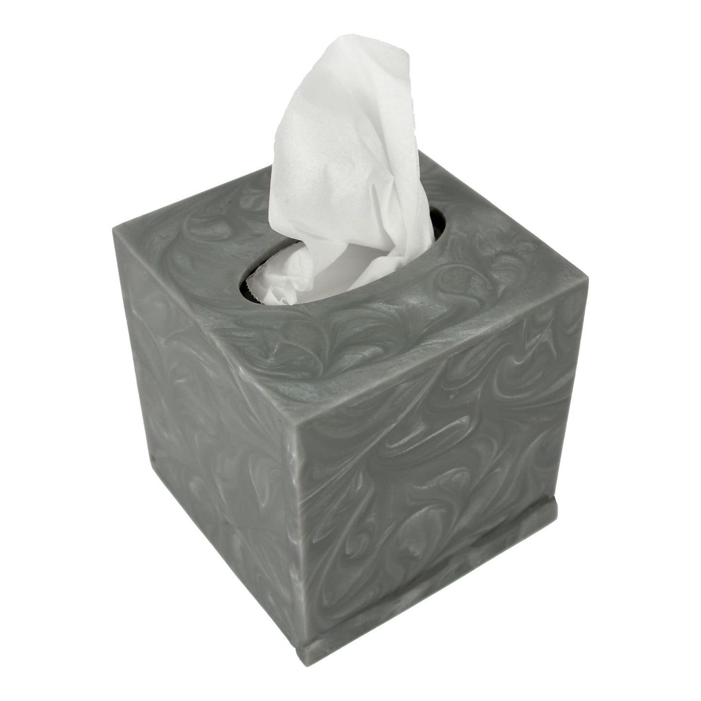 Grey Resin Square Tissue Box