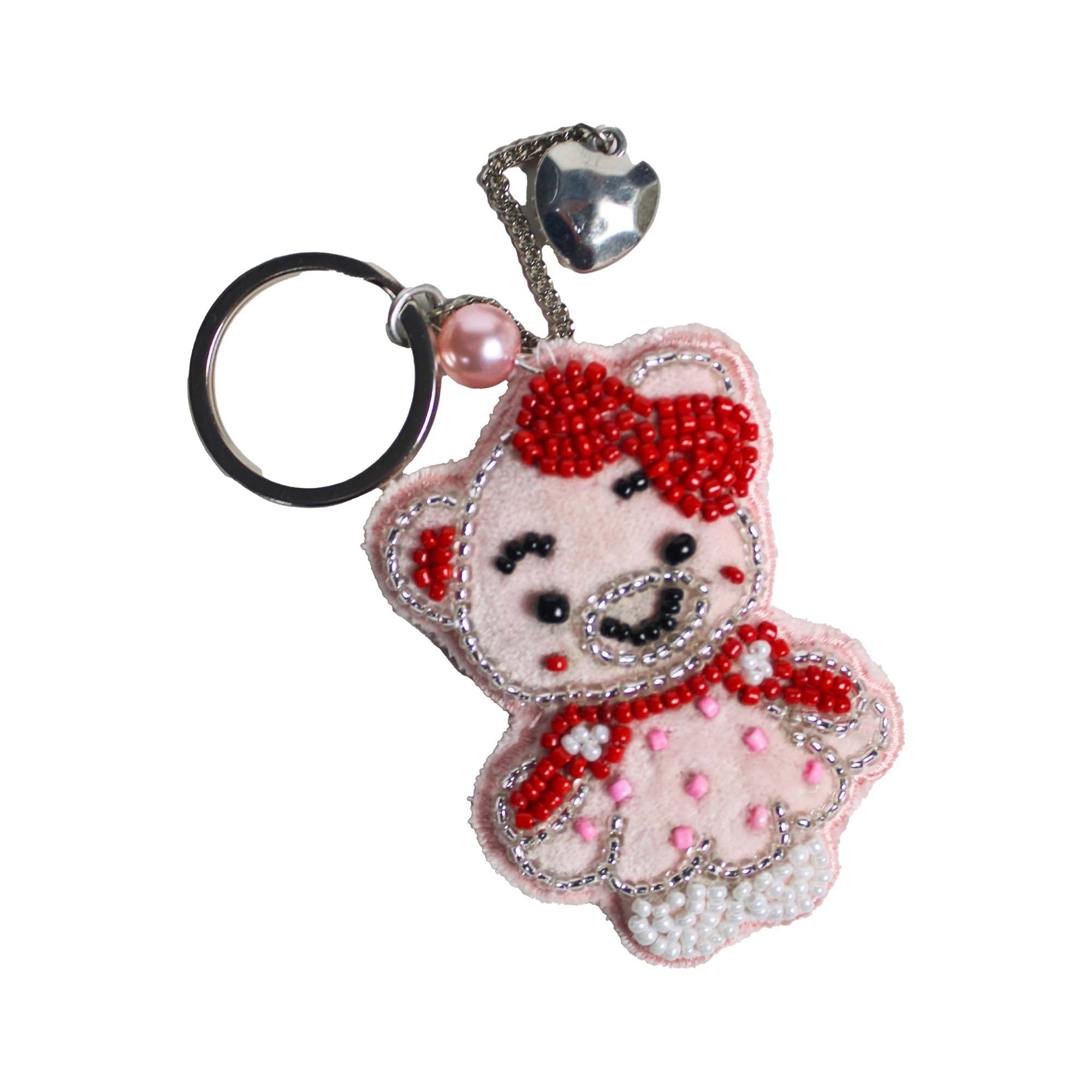 Beaded Teddy Bear Shaped Bag Charm