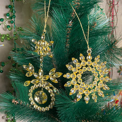 Set of 2 Jeweled Christmas Hanging Ornament